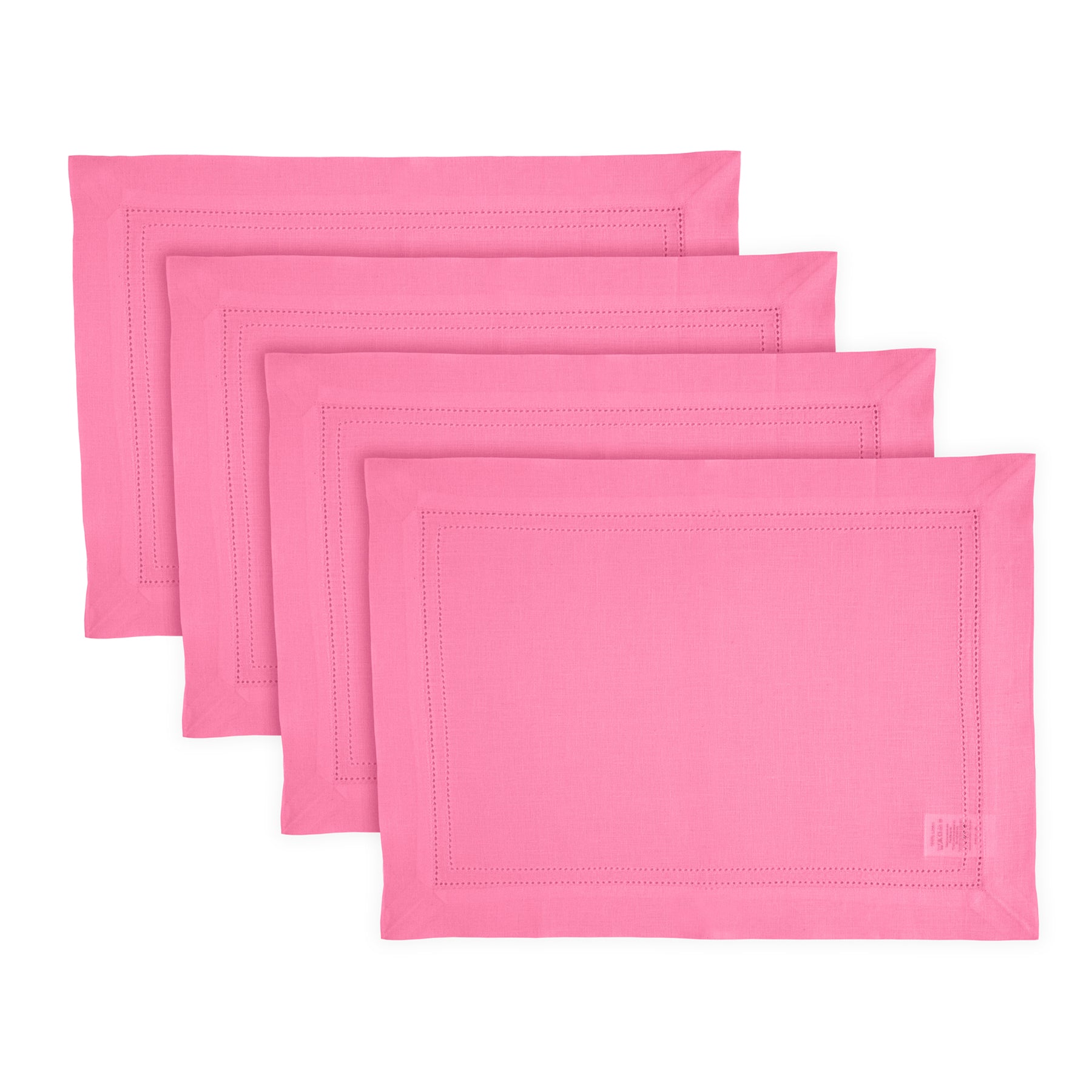 Linen Double Hemstitch Placemats, Set of 4