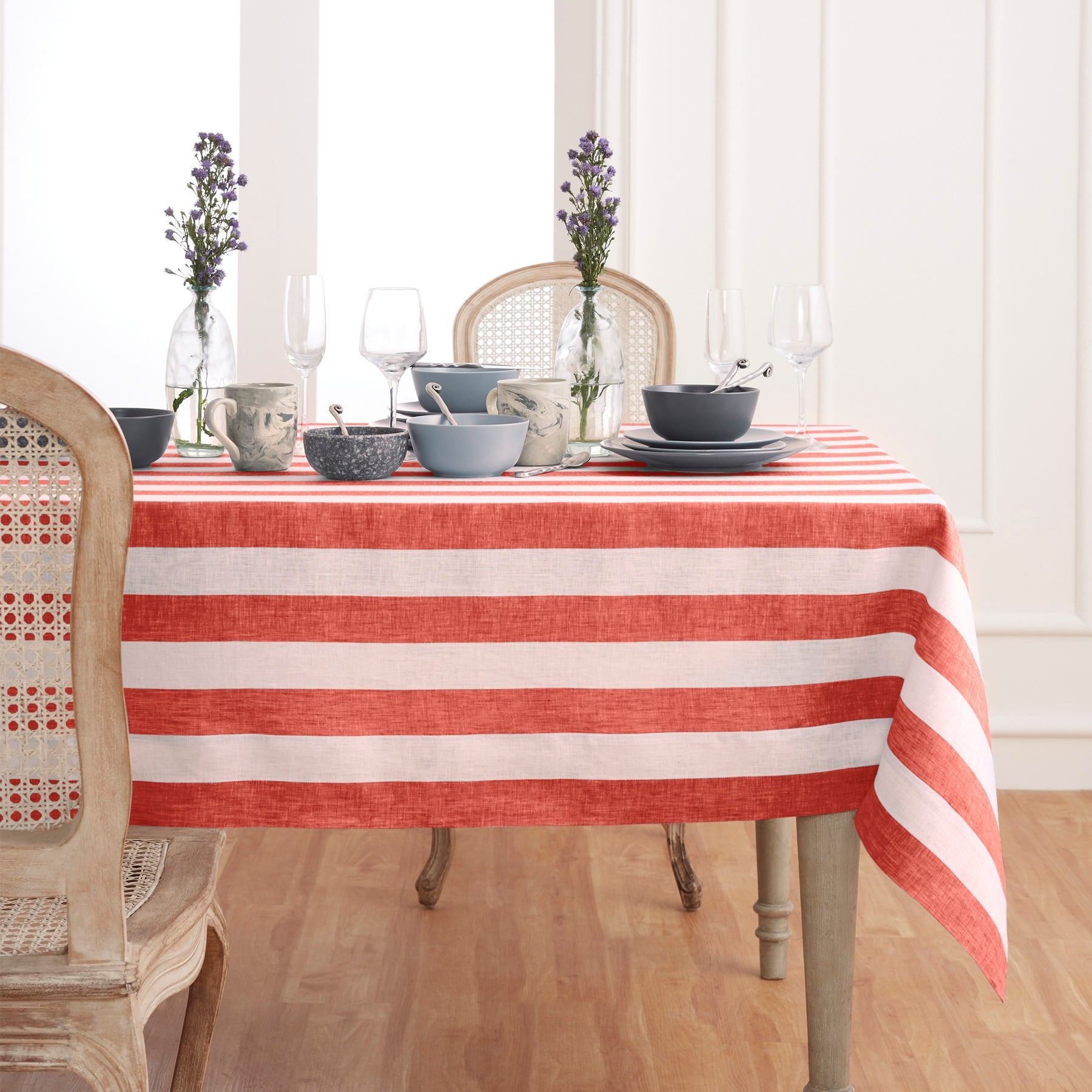 Cabana Stripe Tablecloth Red and White Cabana Stripe