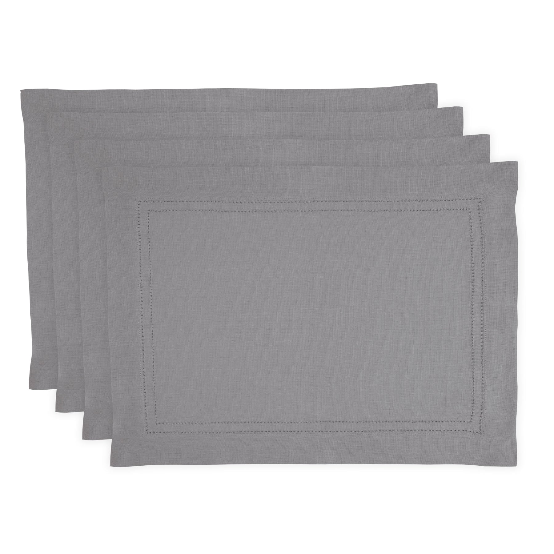 Linen Double Hemstitch Placemats, Set of 4