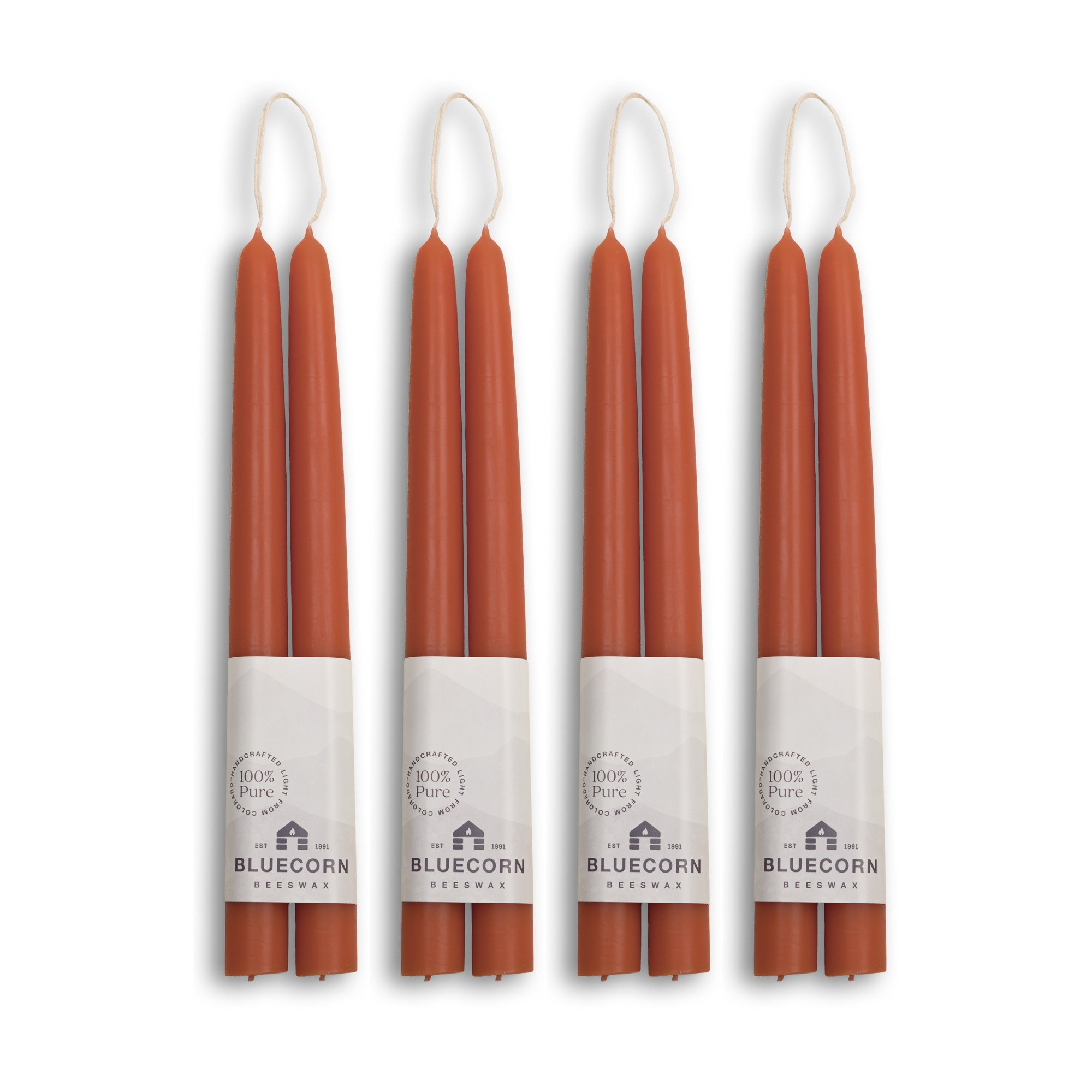 Hand-Dipped Beeswax Taper Candles - Bulk 4-Pair Bundle 10" Terracotta