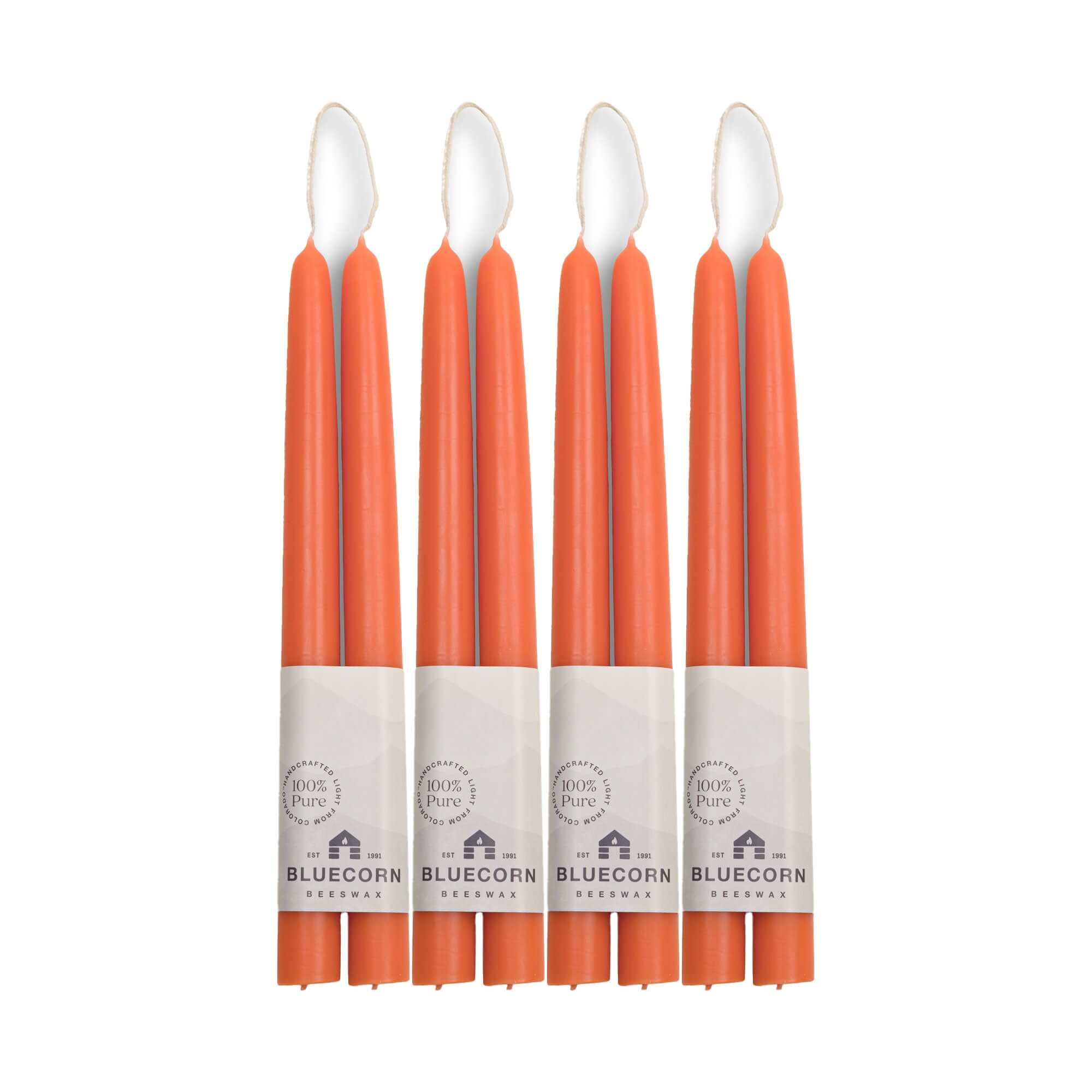 Hand-Dipped Beeswax Taper Candles - Bulk 4-Pair Bundle 10" Apricot