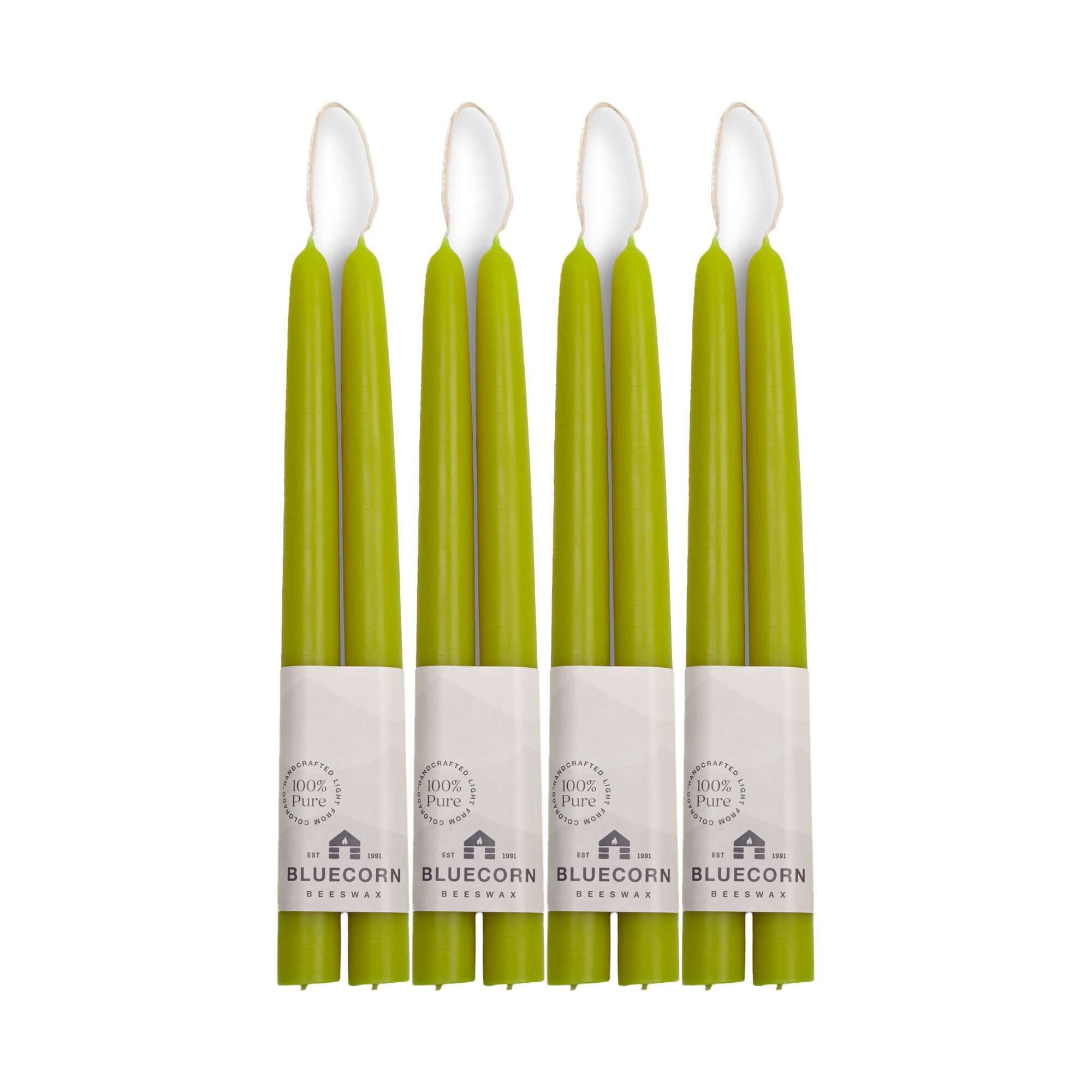 Hand-Dipped Beeswax Taper Candles - Bulk 4-Pair Bundle 10" Pistachio