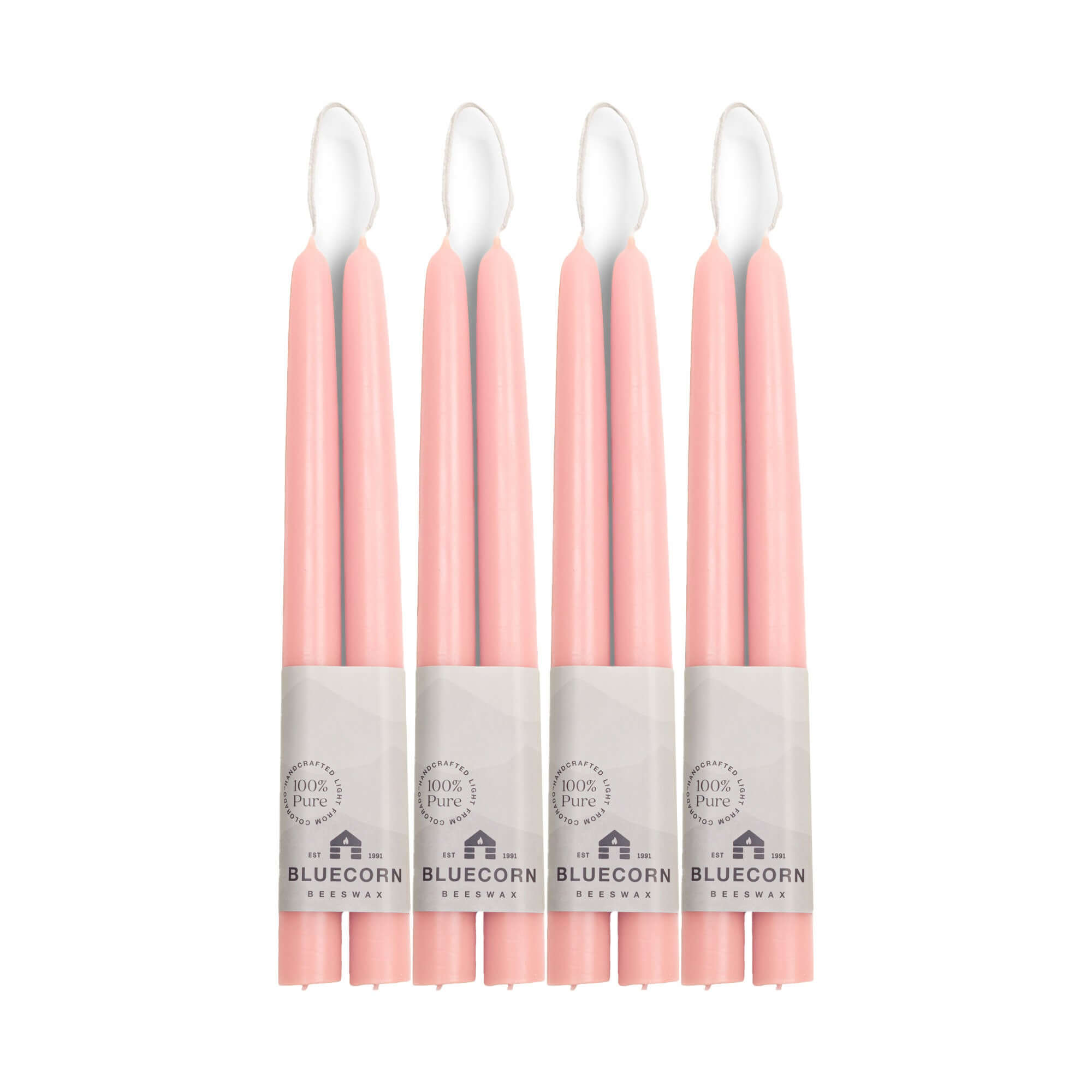 Hand-Dipped Beeswax Taper Candles - Bulk 4-Pair Bundle 10" Dusty Rose