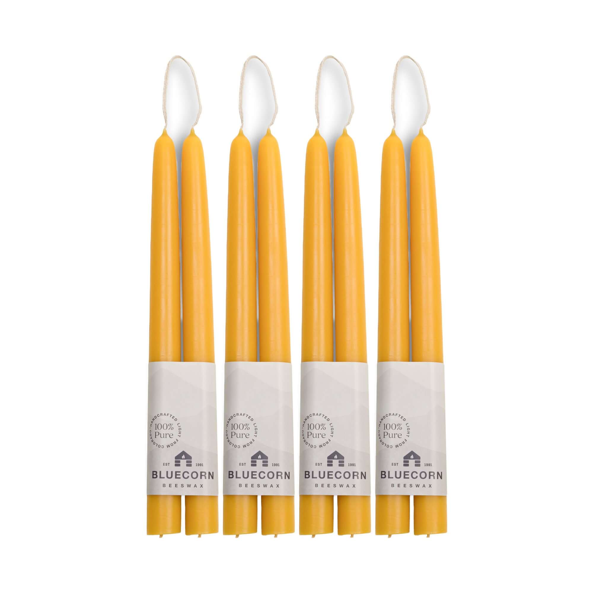 Hand-Dipped Beeswax Taper Candles - Bulk 4-Pair Bundle 10" Raw