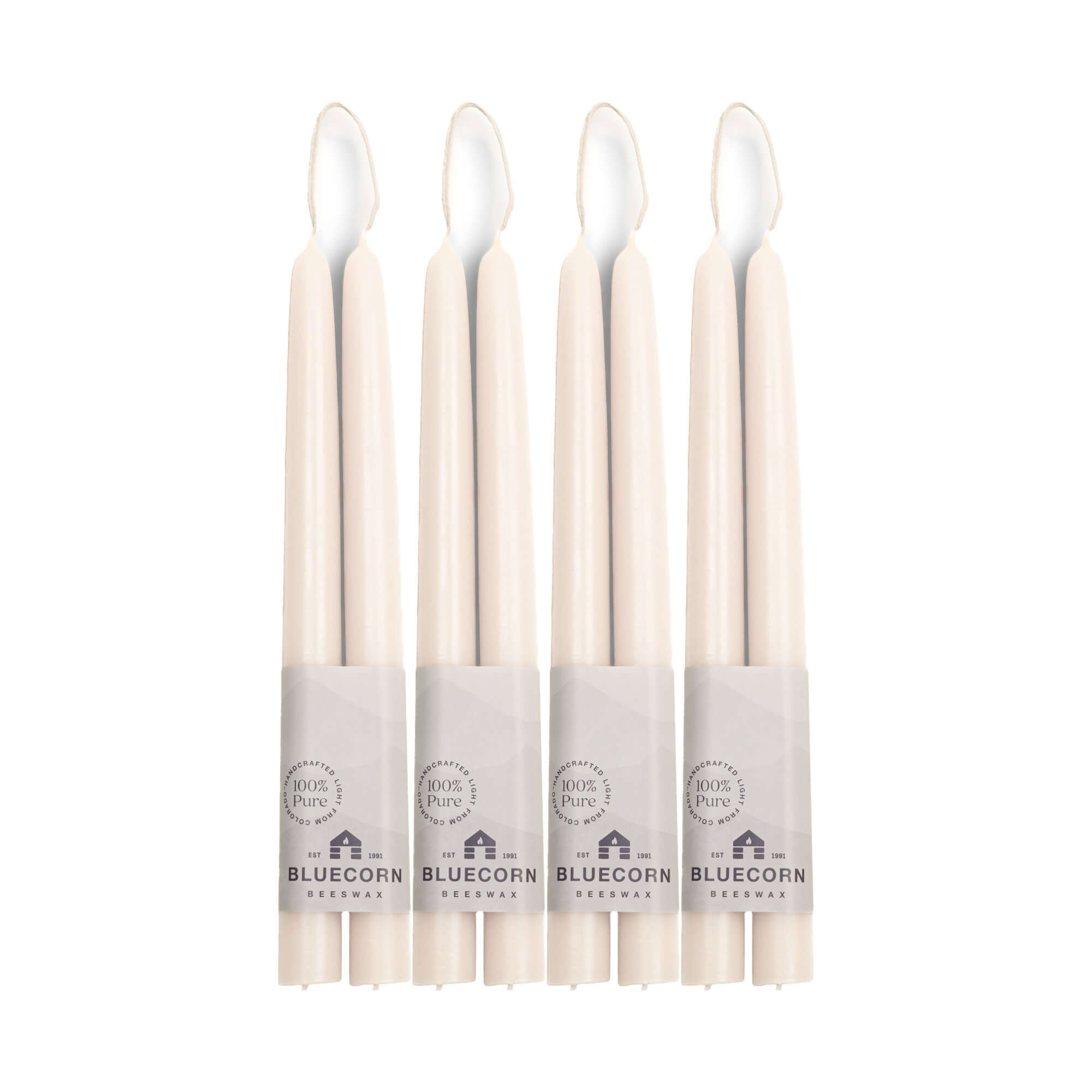 Hand-Dipped Beeswax Taper Candles - Bulk 4-Pair Bundle 10" Ivory