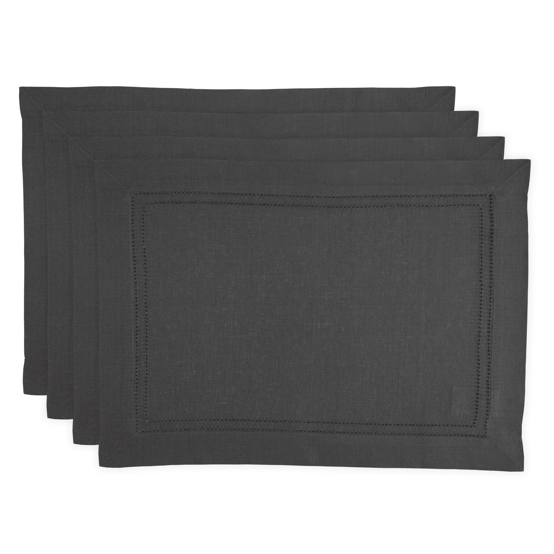 Linen Double Hemstitch Placemats, Set of 4