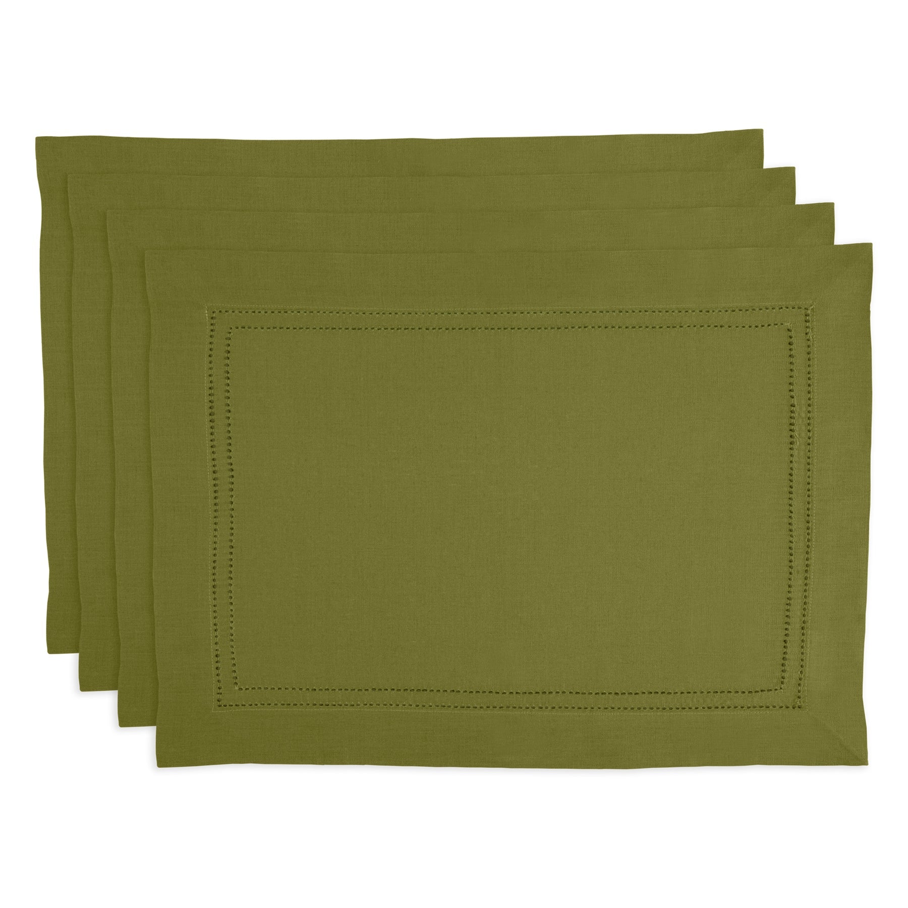 Linen Double Hemstitch Placemats, Set of 4
