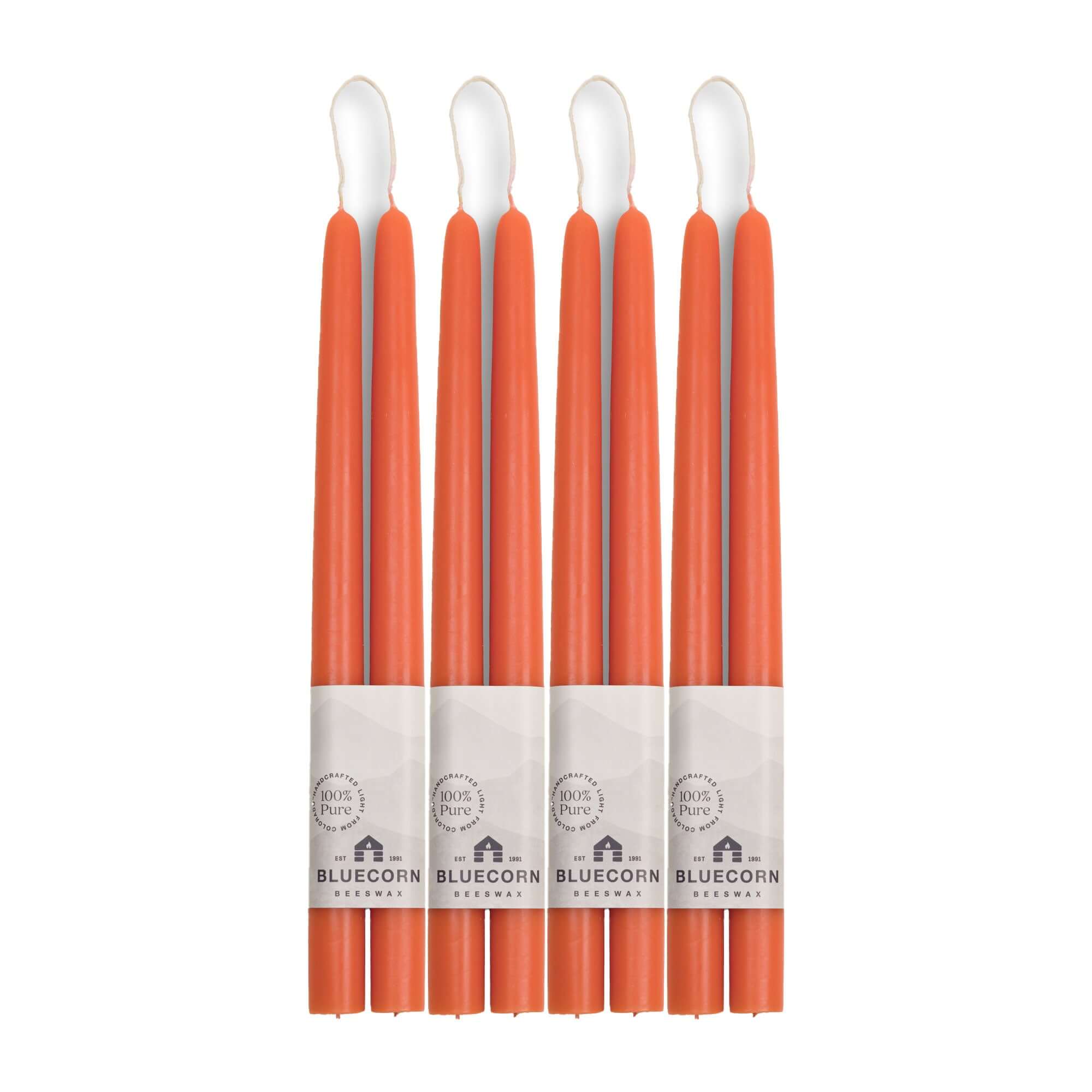 Hand-Dipped Beeswax Taper Candles - Bulk 4-Pair Bundle 12" Apricot