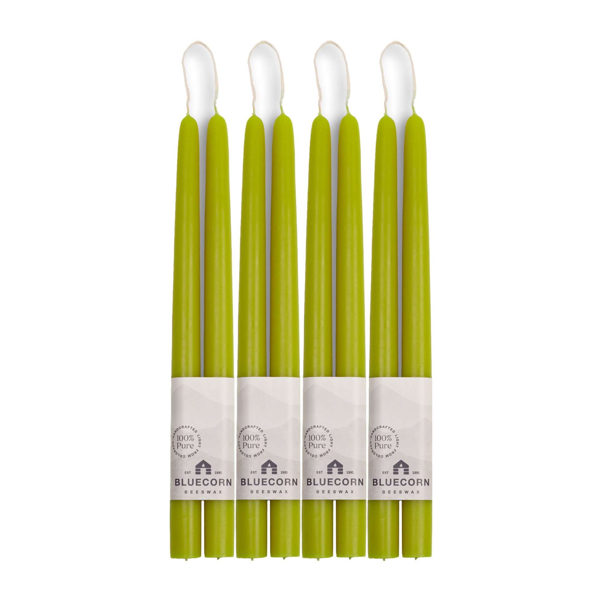 Hand-Dipped Beeswax Taper Candles - Bulk 4-Pair Bundle 12" Pistachio