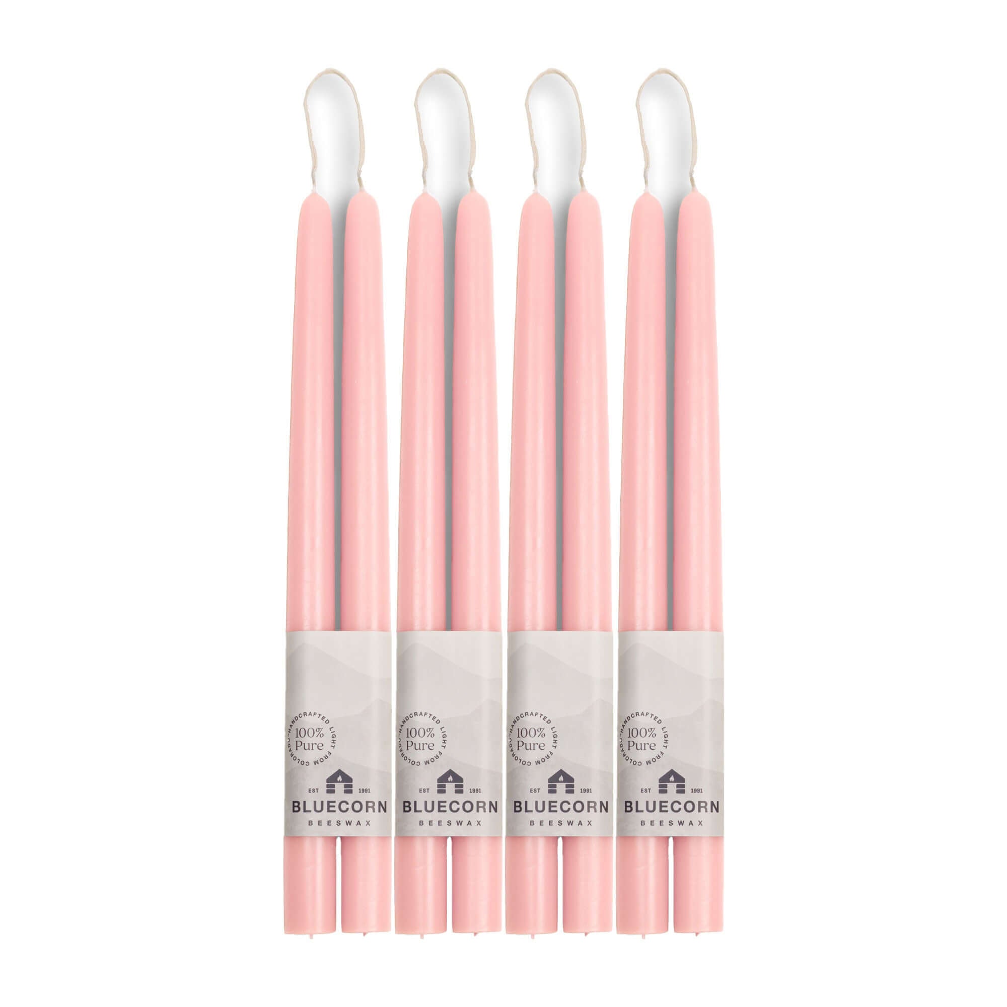 Hand-Dipped Beeswax Taper Candles - Bulk 4-Pair Bundle 12" Dusty Rose