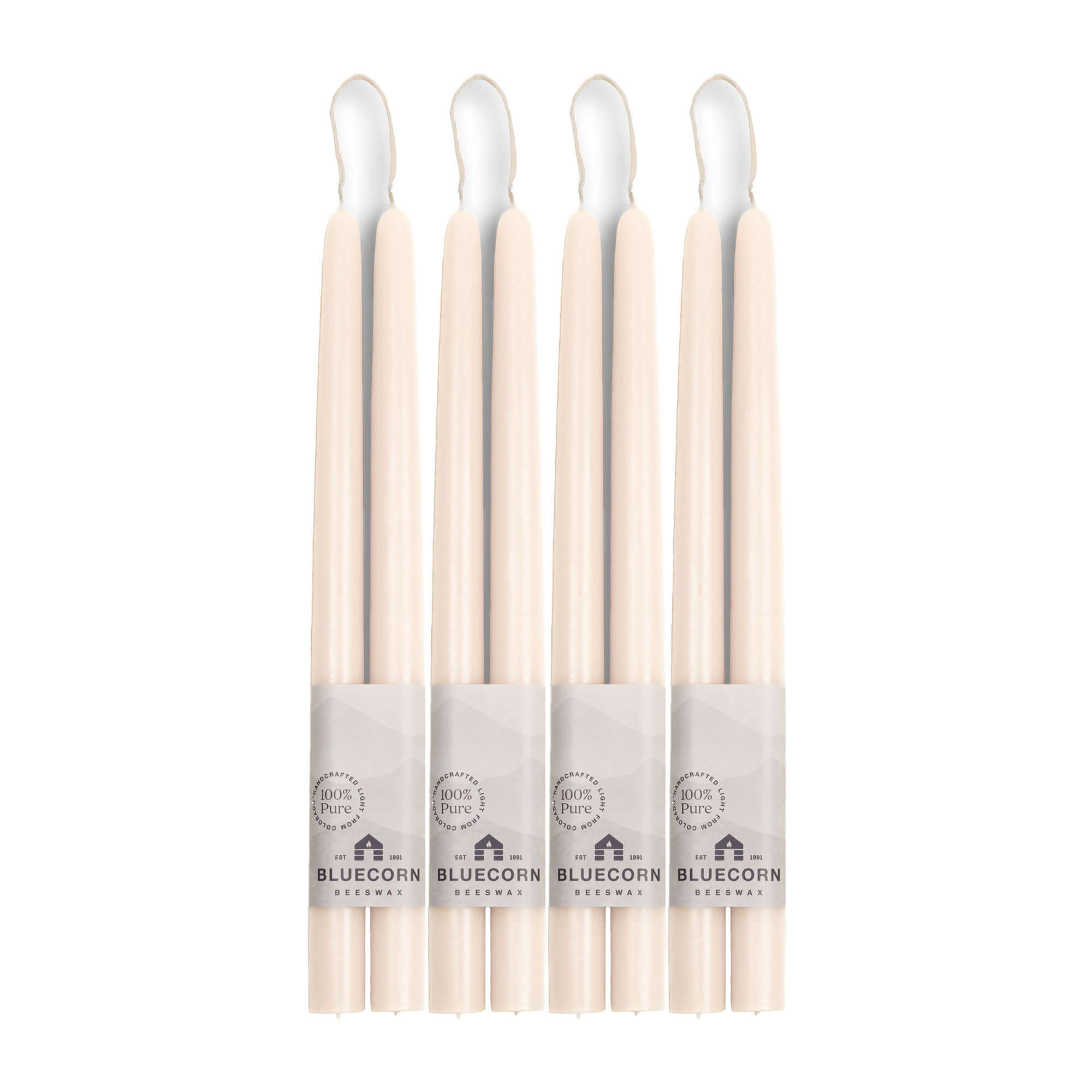 Hand-Dipped Beeswax Taper Candles - Bulk 4-Pair Bundle 12" Ivory