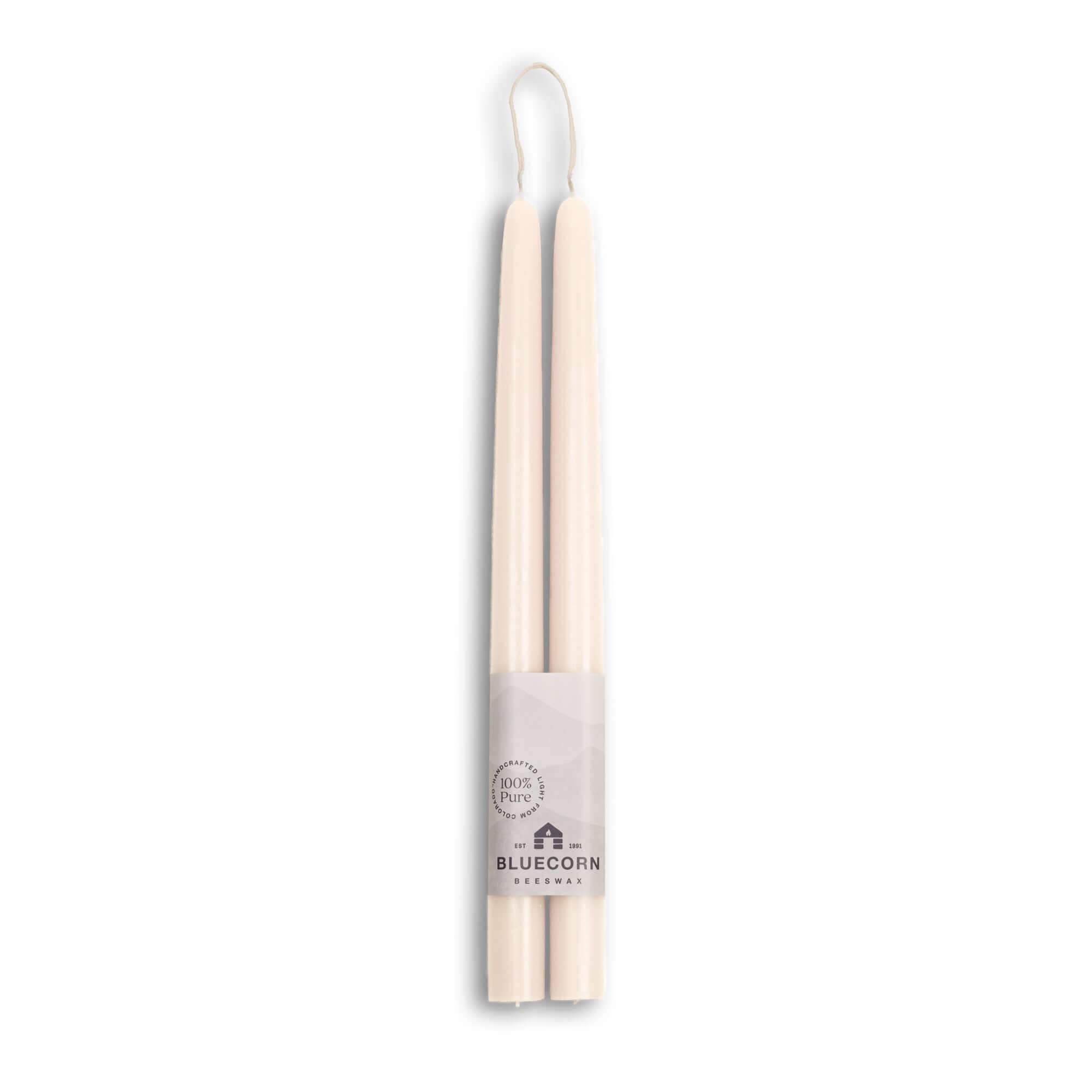 Hand-Dipped Beeswax Taper Candles - 1 Pair 12" Ivory