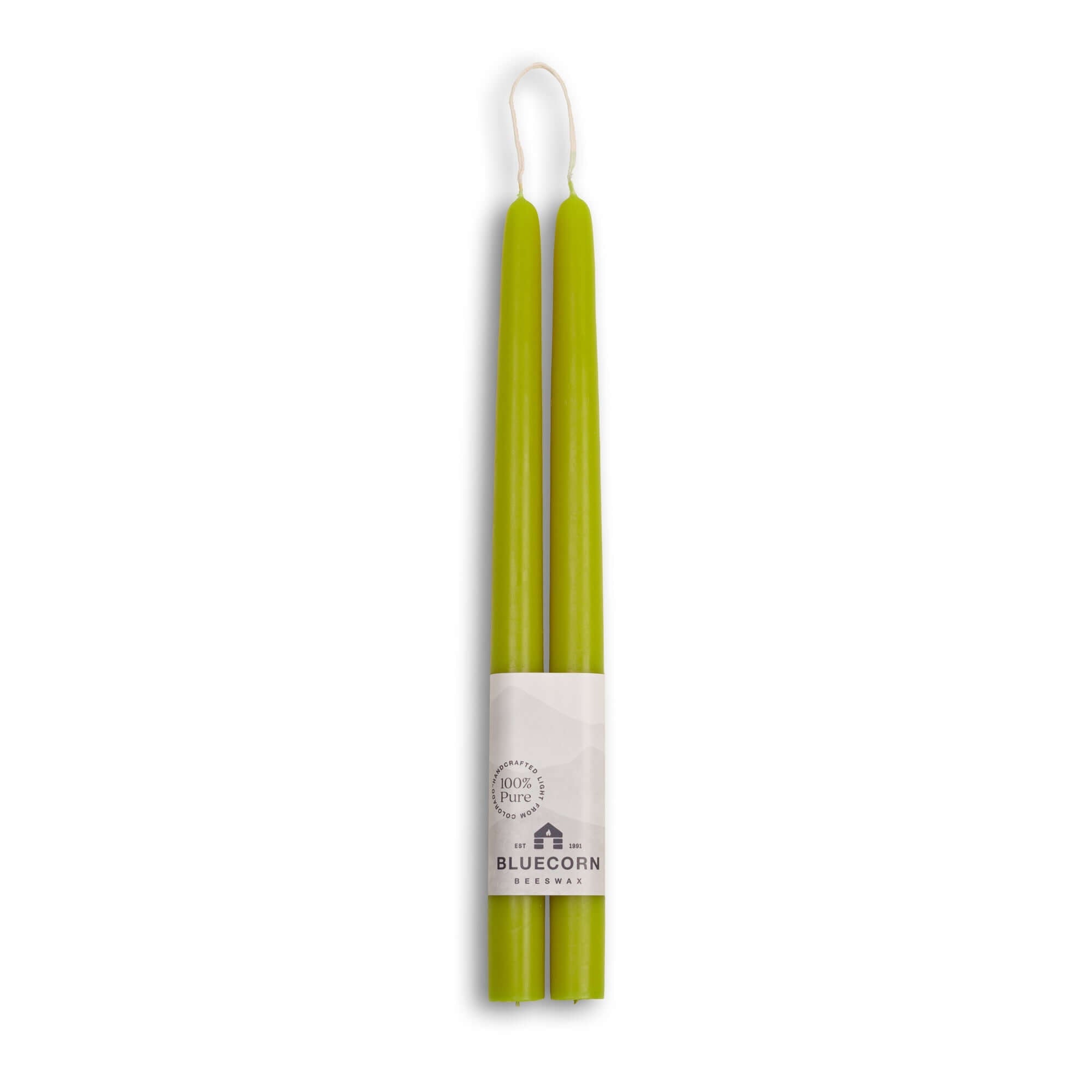 Hand-Dipped Beeswax Taper Candles - 1 Pair 12" Pistachio
