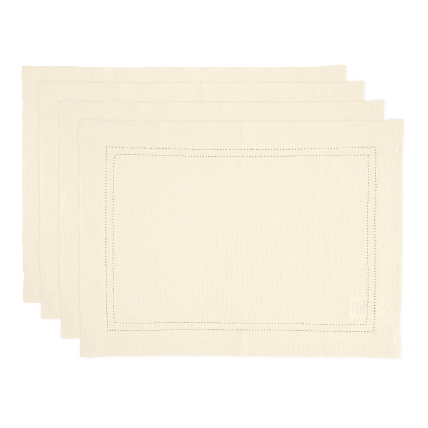 Linen Double Hemstitch Placemats, Set of 4