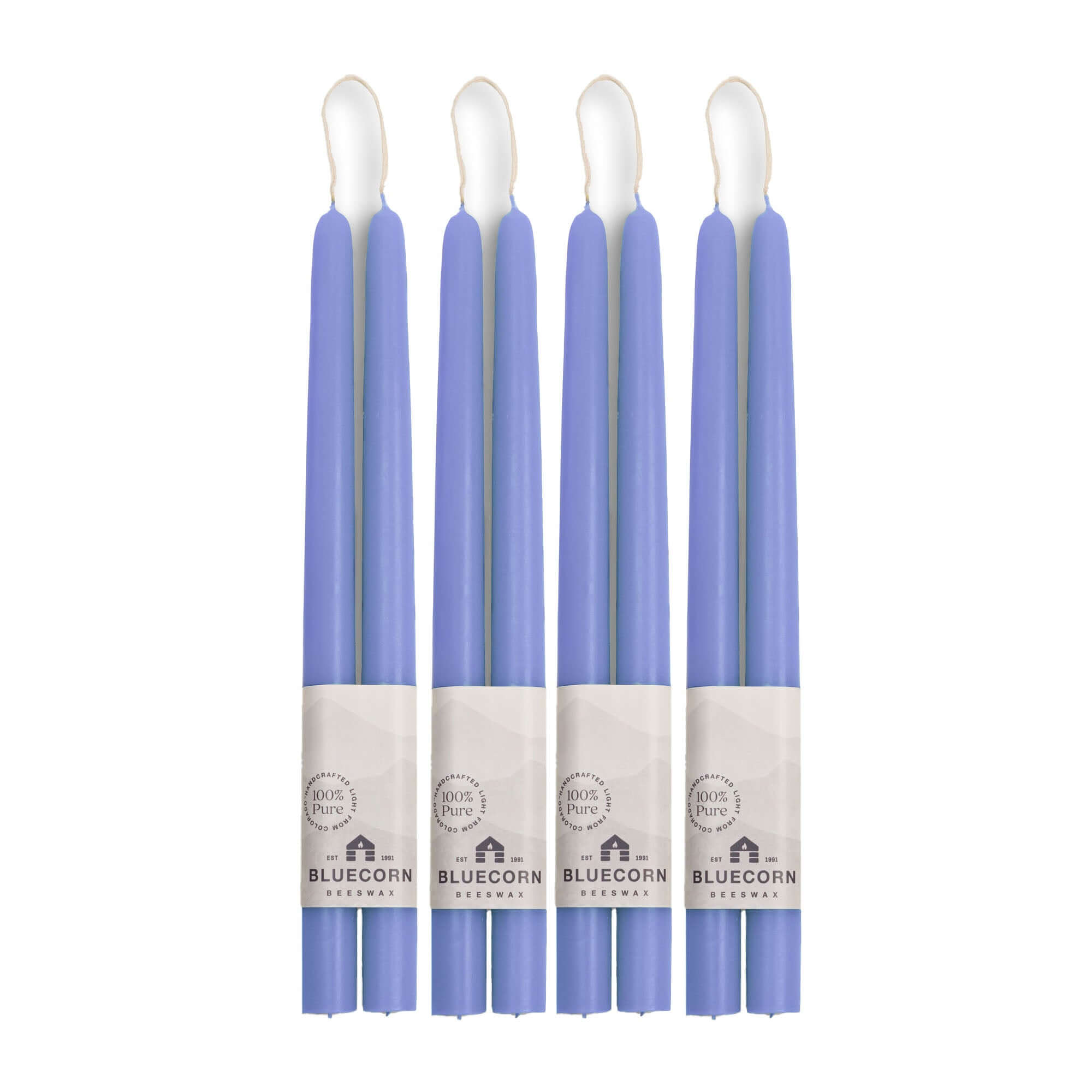 Hand-Dipped Beeswax Taper Candles - Bulk 4-Pair Bundle 12" Lilac