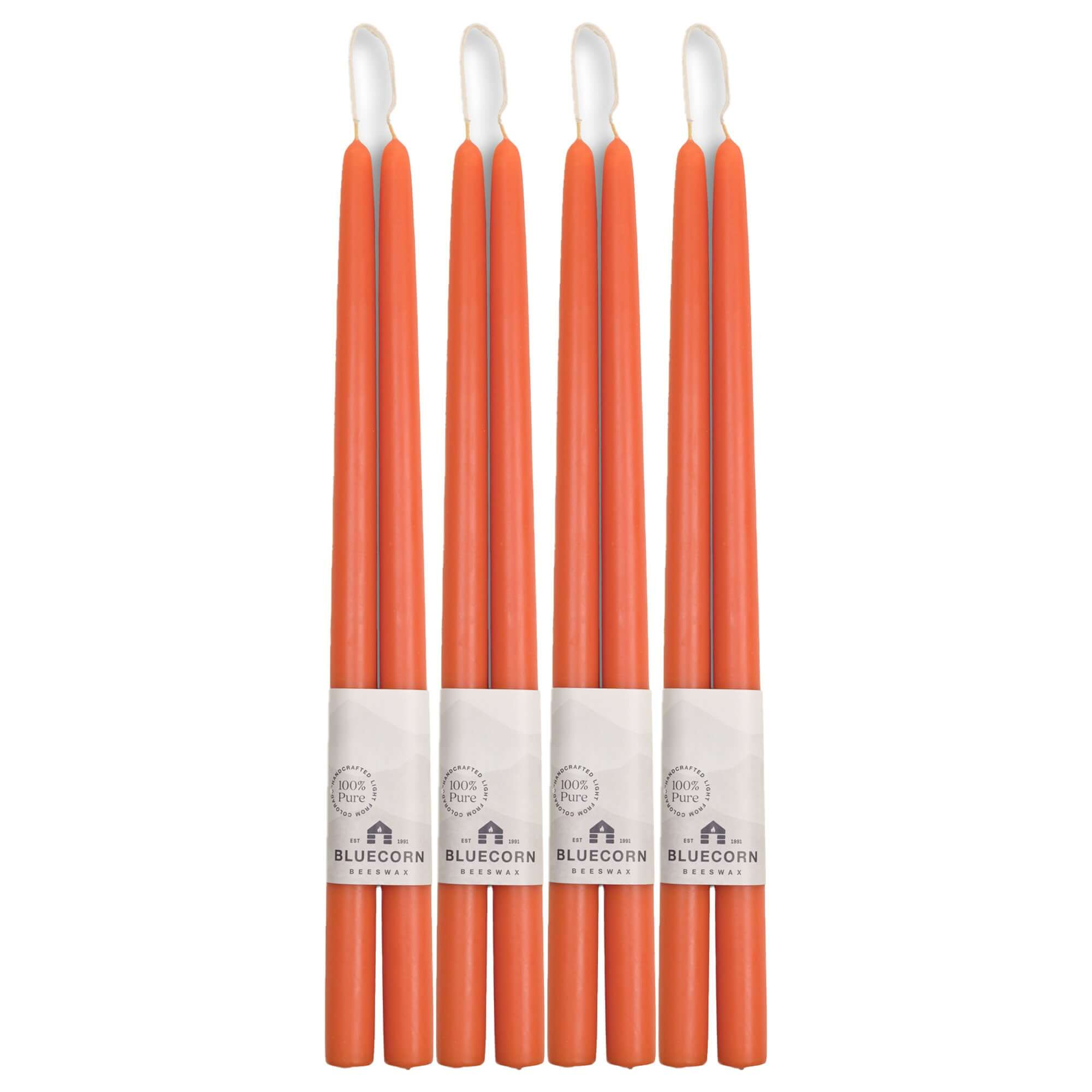 Hand-Dipped Beeswax Taper Candles - Bulk 4-Pair Bundle 16" Apricot