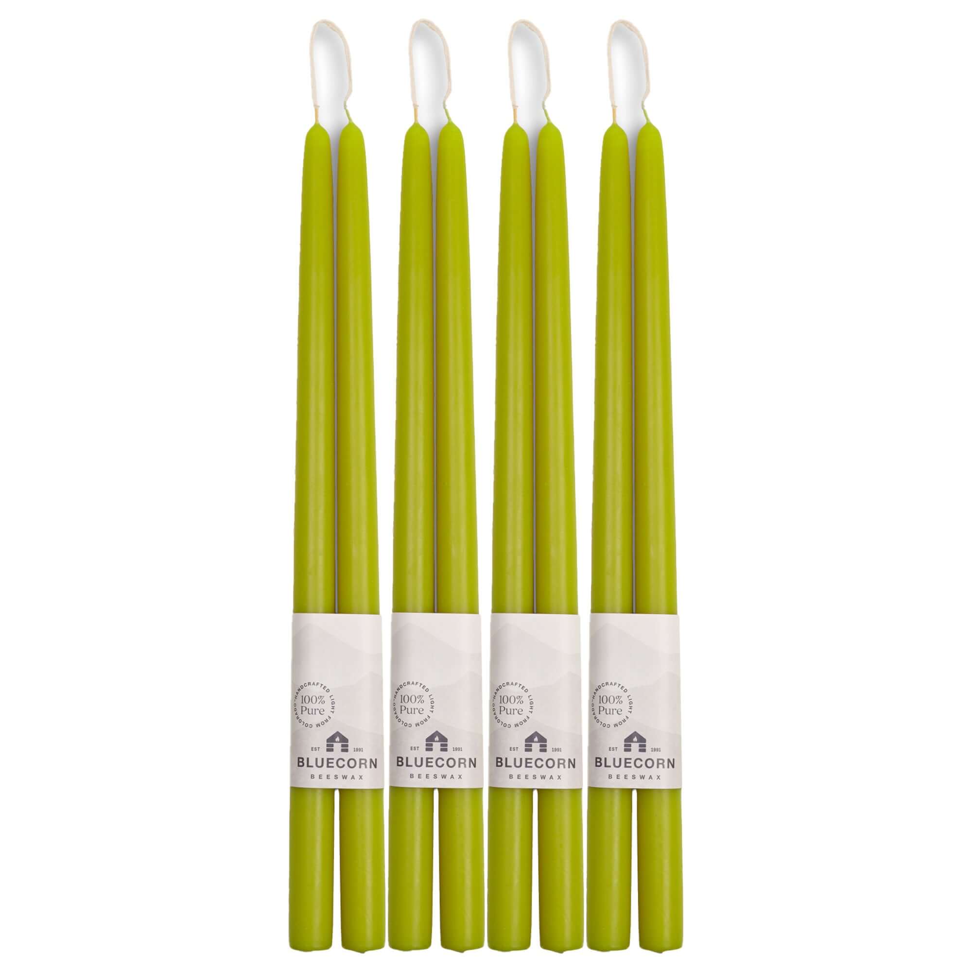 Hand-Dipped Beeswax Taper Candles - Bulk 4-Pair Bundle 16" Pistachio