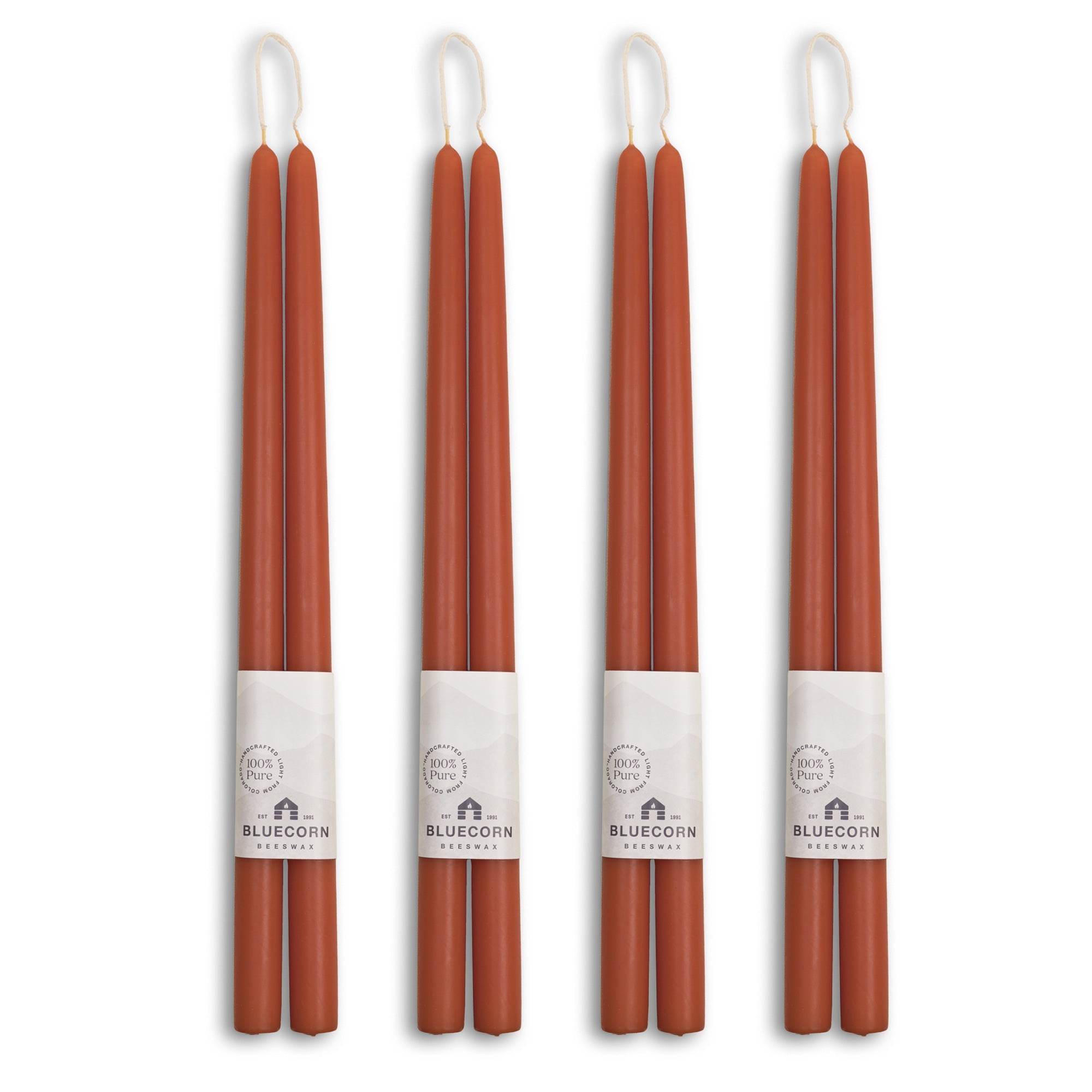 Hand-Dipped Beeswax Taper Candles - Bulk 4-Pair Bundle 16" Terracotta