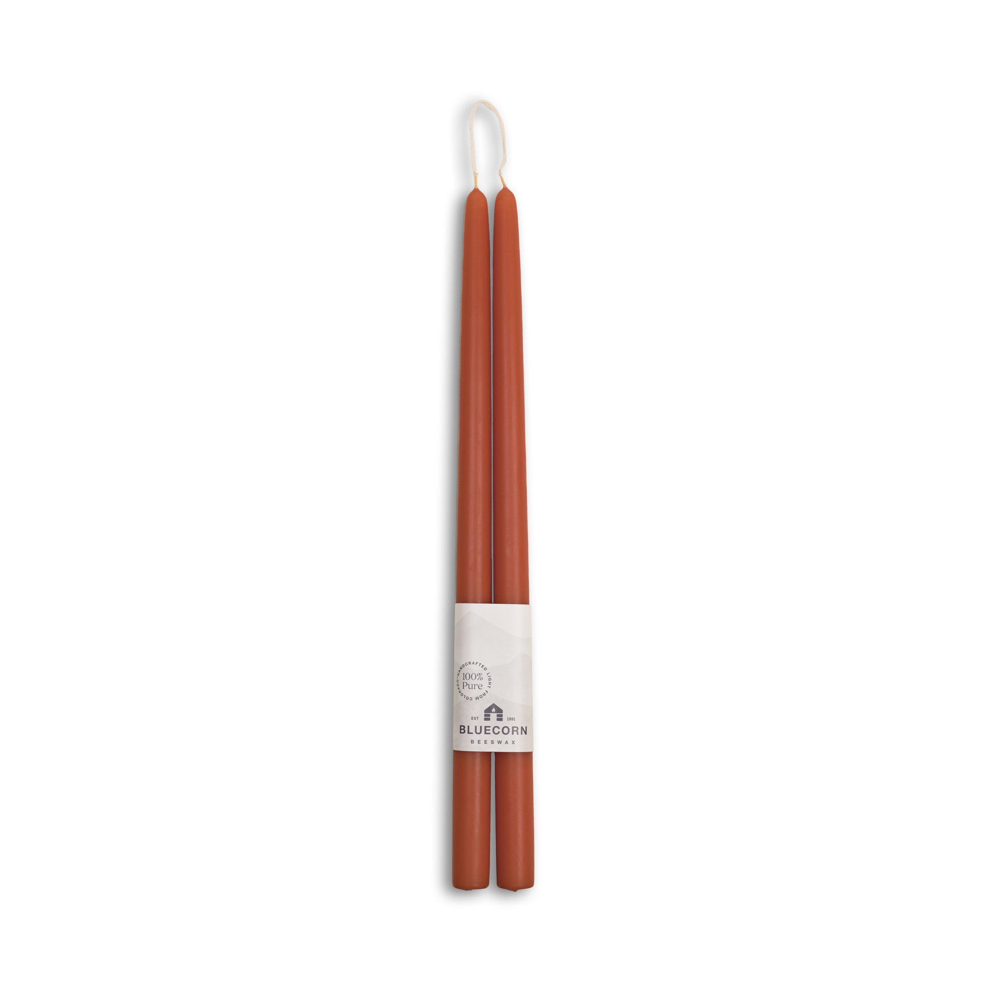 Hand-Dipped Beeswax Taper Candles - 1 Pair 16" Terracotta