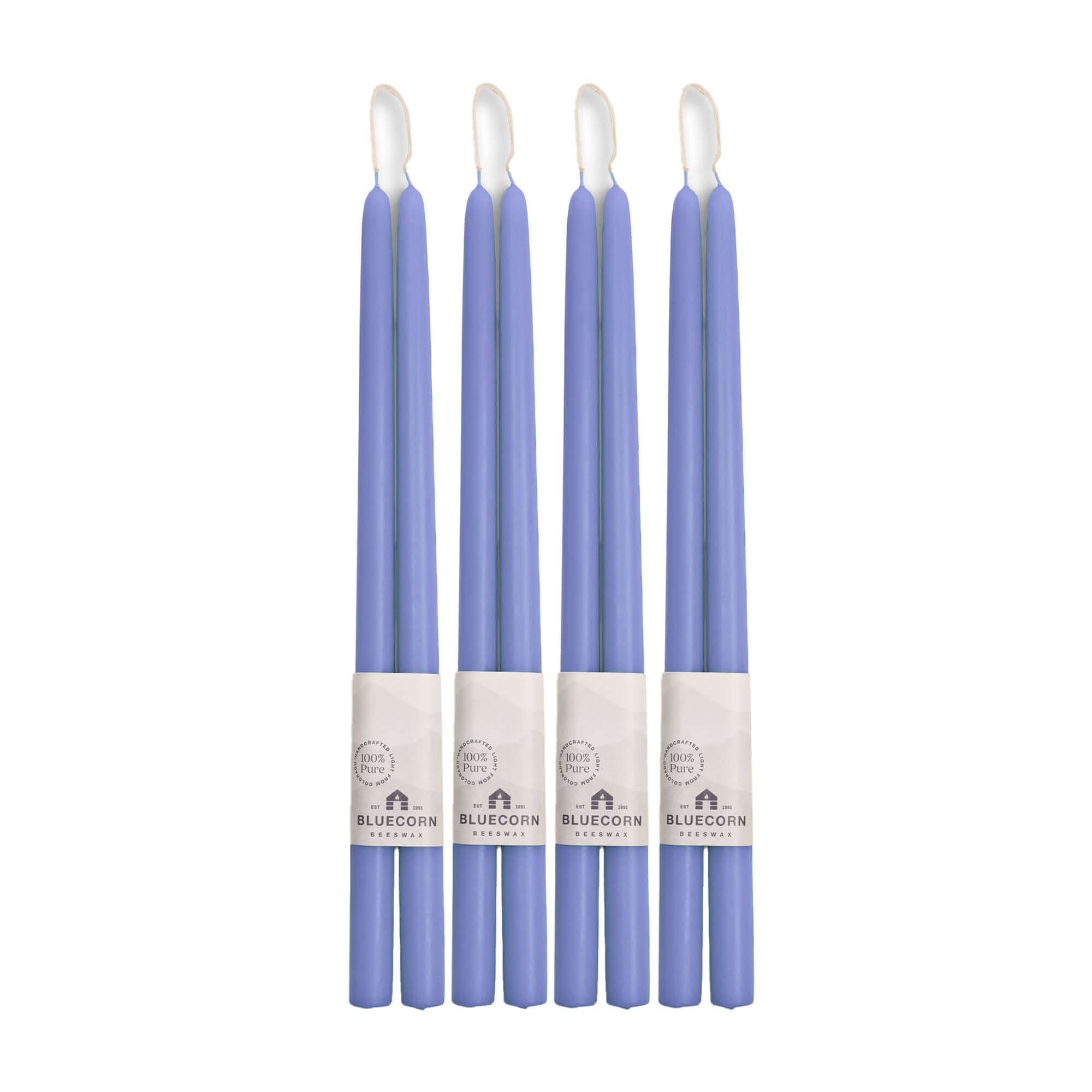 Hand-Dipped Beeswax Taper Candles - Bulk 4-Pair Bundle 16" Lilac