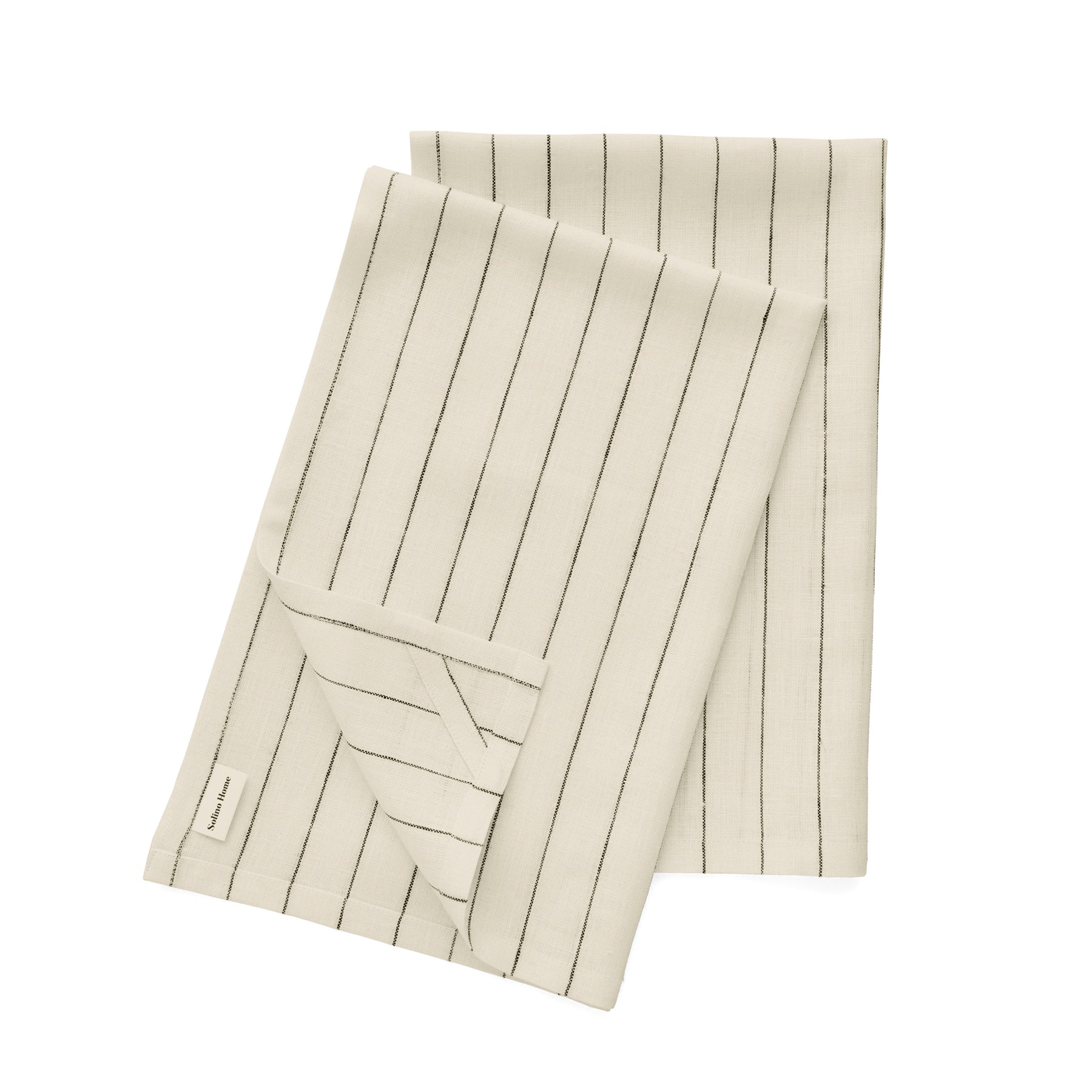 Pinstripe Kitchen Towels, Set of 2 Ivory and Black Pinstripe