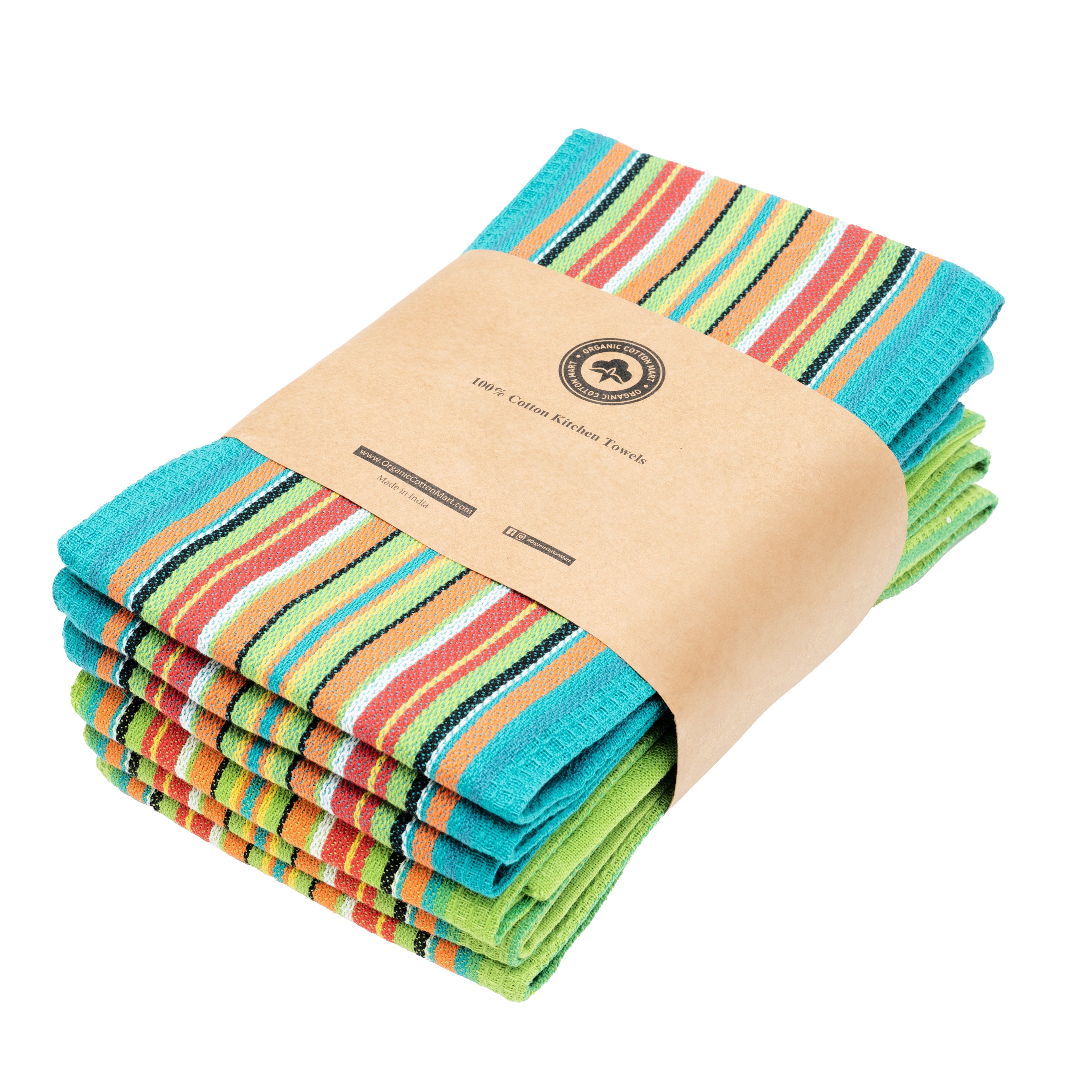 Salsa Stripe Kitchen Towels Blue & Green