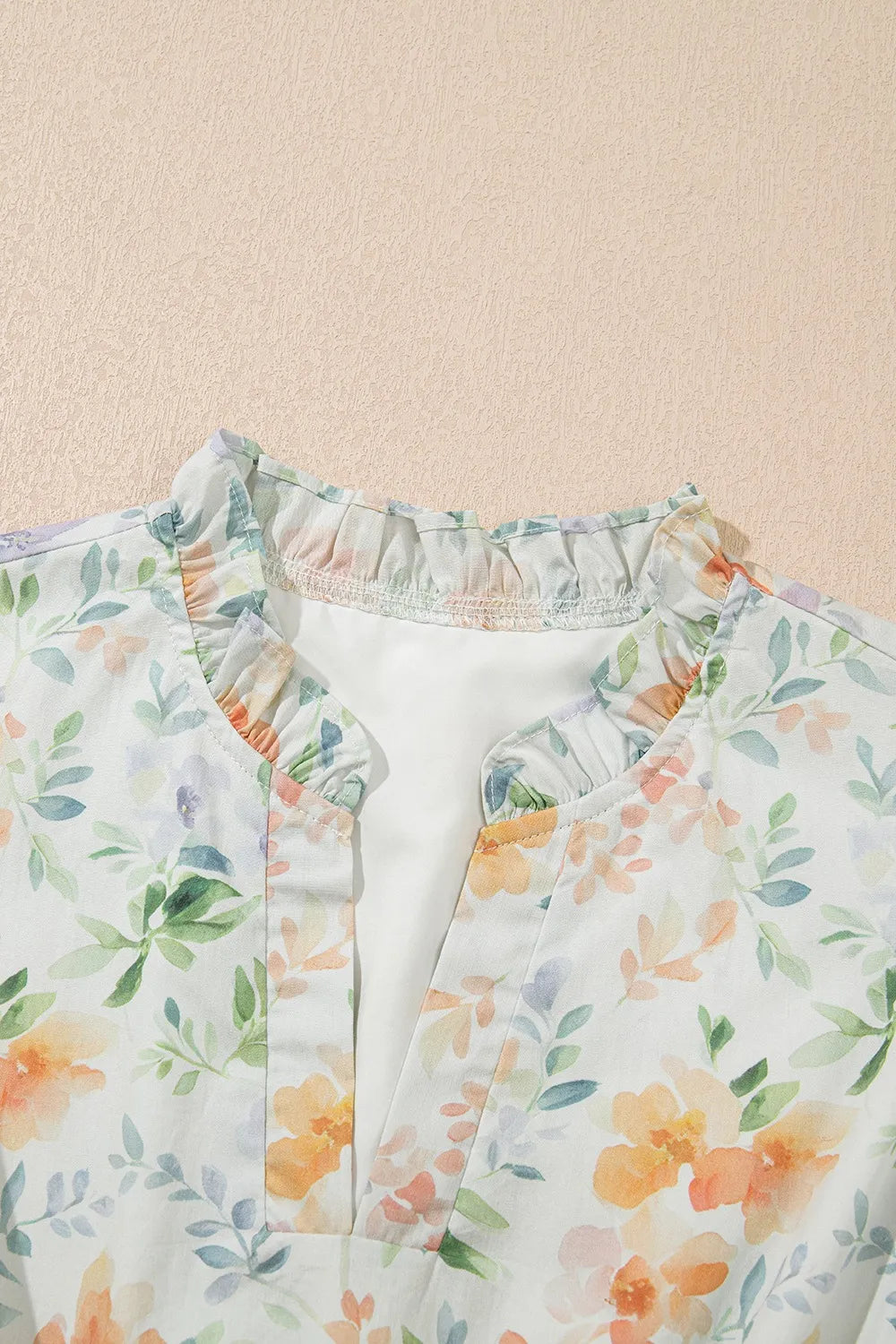 Frill Notched Puff Sleeve Dress