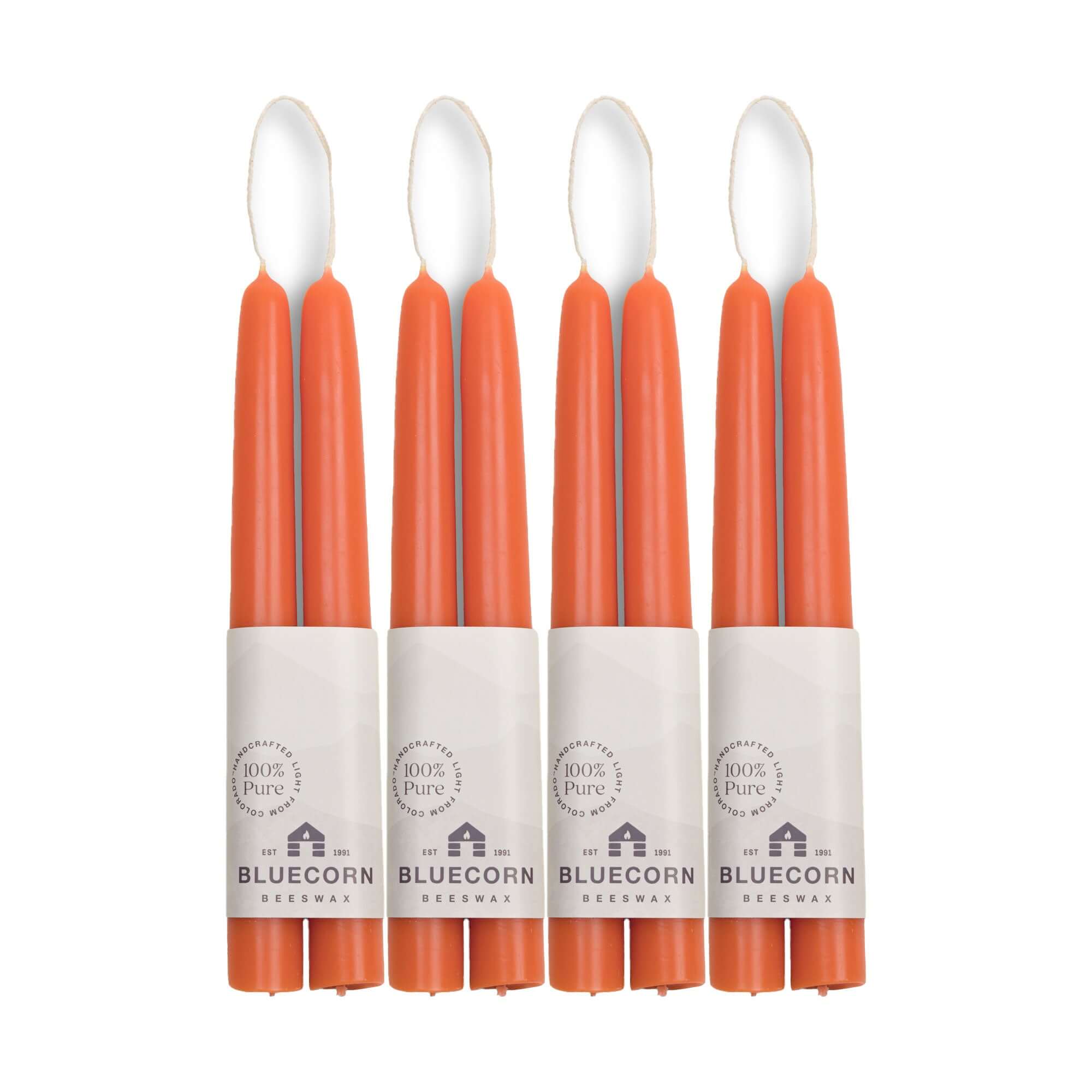 Hand-Dipped Beeswax Taper Candles - Bulk 4-Pair Bundle 8" Apricot