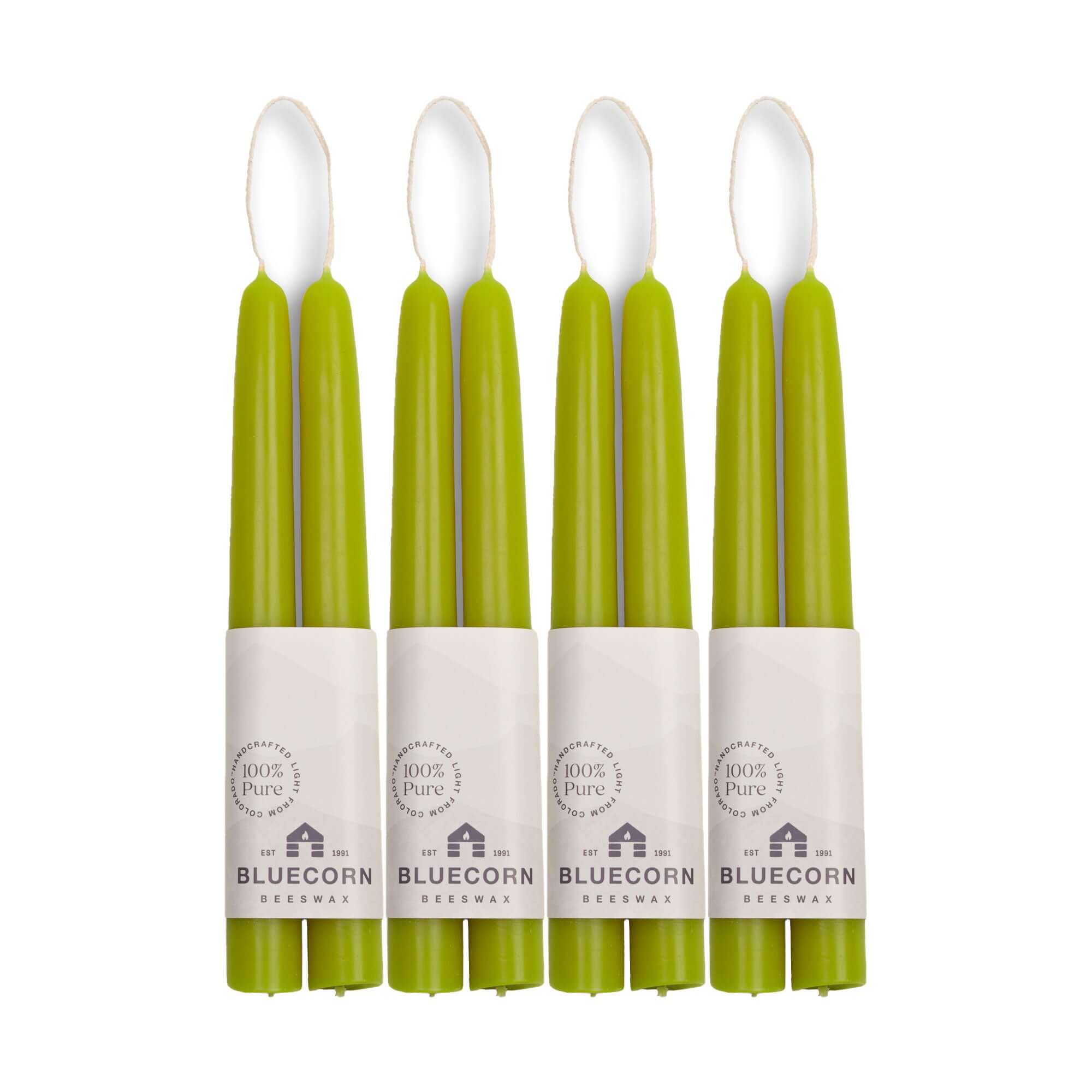 Hand-Dipped Beeswax Taper Candles - Bulk 4-Pair Bundle 8" Pistachio