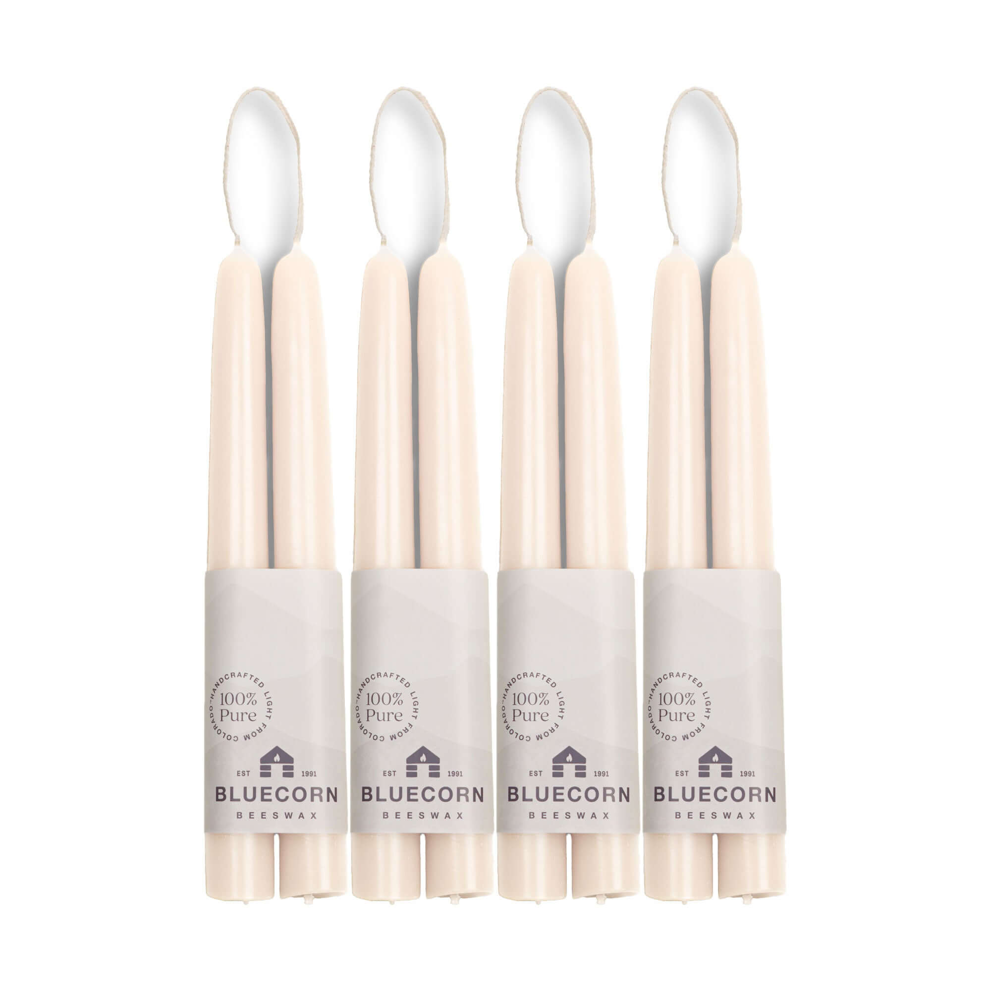 Hand-Dipped Beeswax Taper Candles - Bulk 4-Pair Bundle 8" Ivory