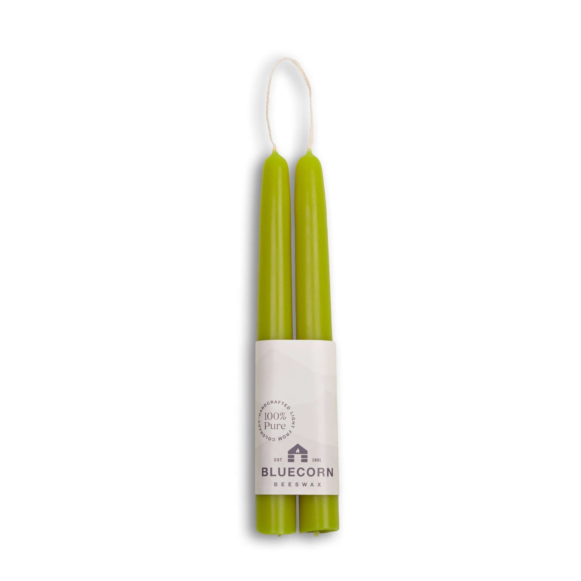 Hand-Dipped Beeswax Taper Candles - 1 Pair 8" Pistachio