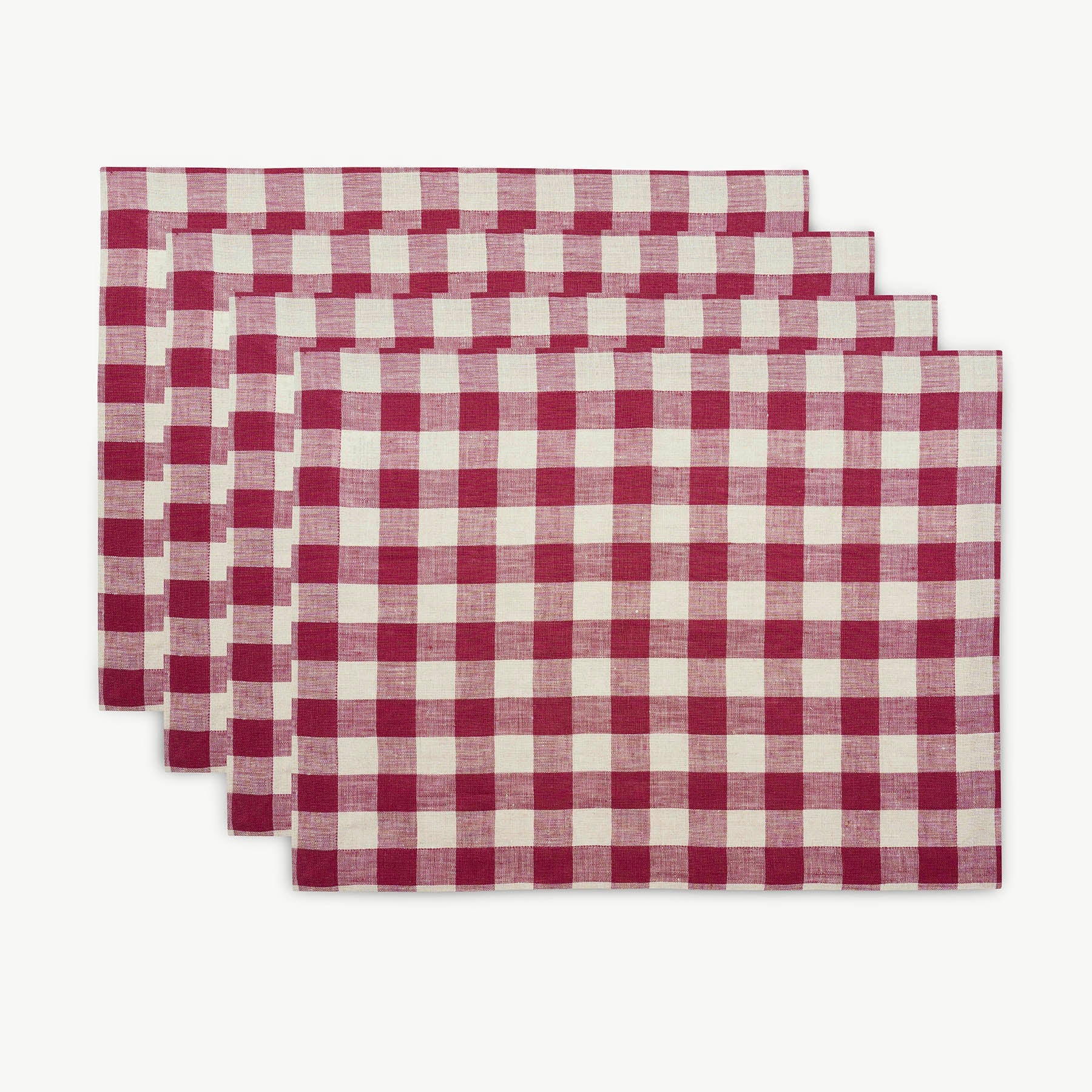 Morgan Check Placemats, Set of 4 Beet & Cream 14 x 19 Inch