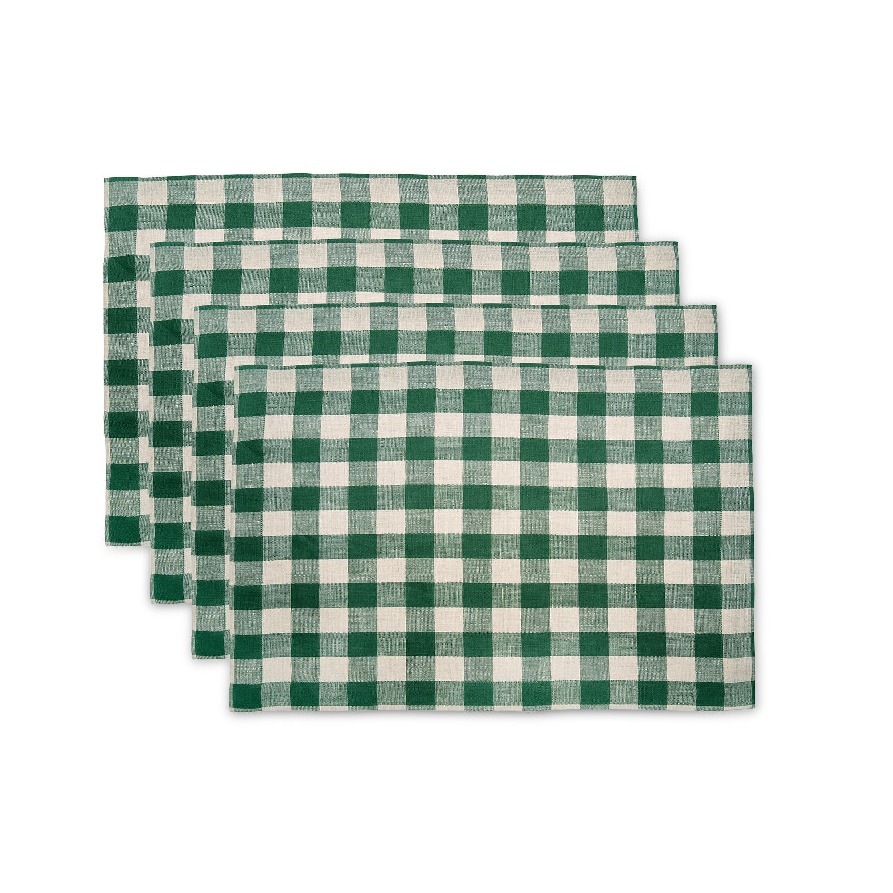 Morgan Check Placemats, Set of 4 Green & Natural 14 x 19 Inch