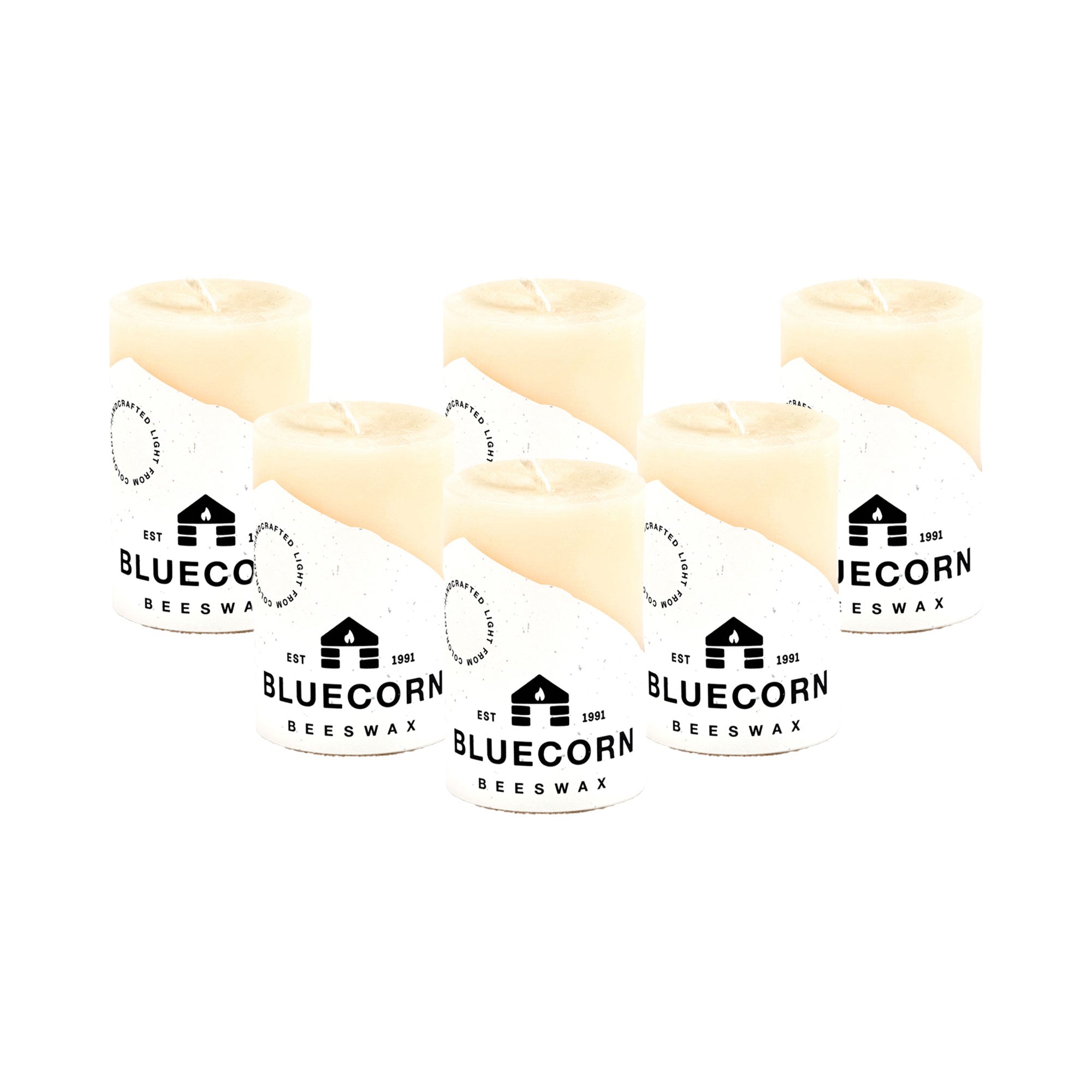 Ivory Pure Beeswax Pillar Candles 2" x 3" Bulk 6-Pack (Save 10%)