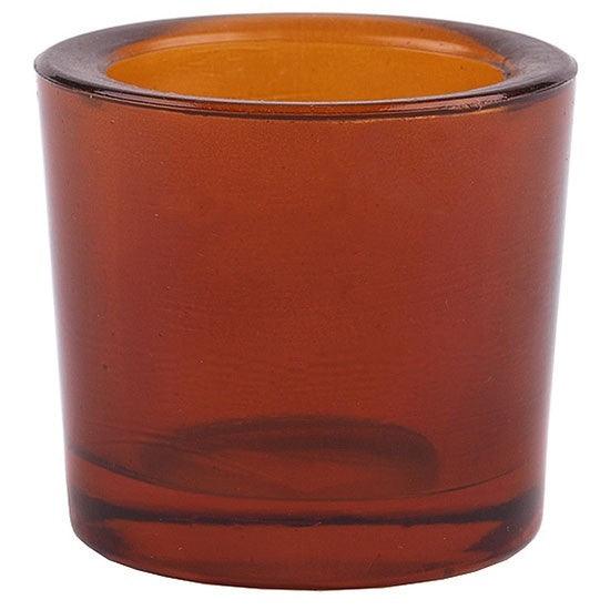 Heavy Glass Votive Candle Holders - 50% Recycled Glass Dark Amber