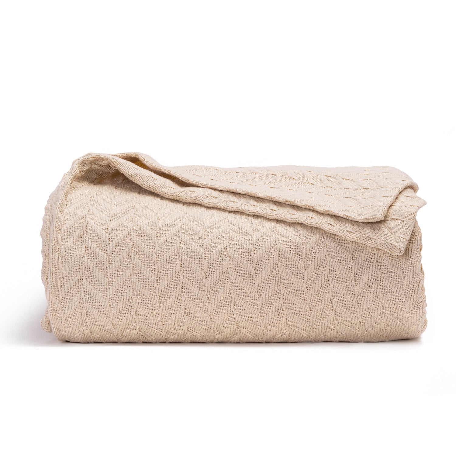 Herringbone Cotton Blanket Ivory