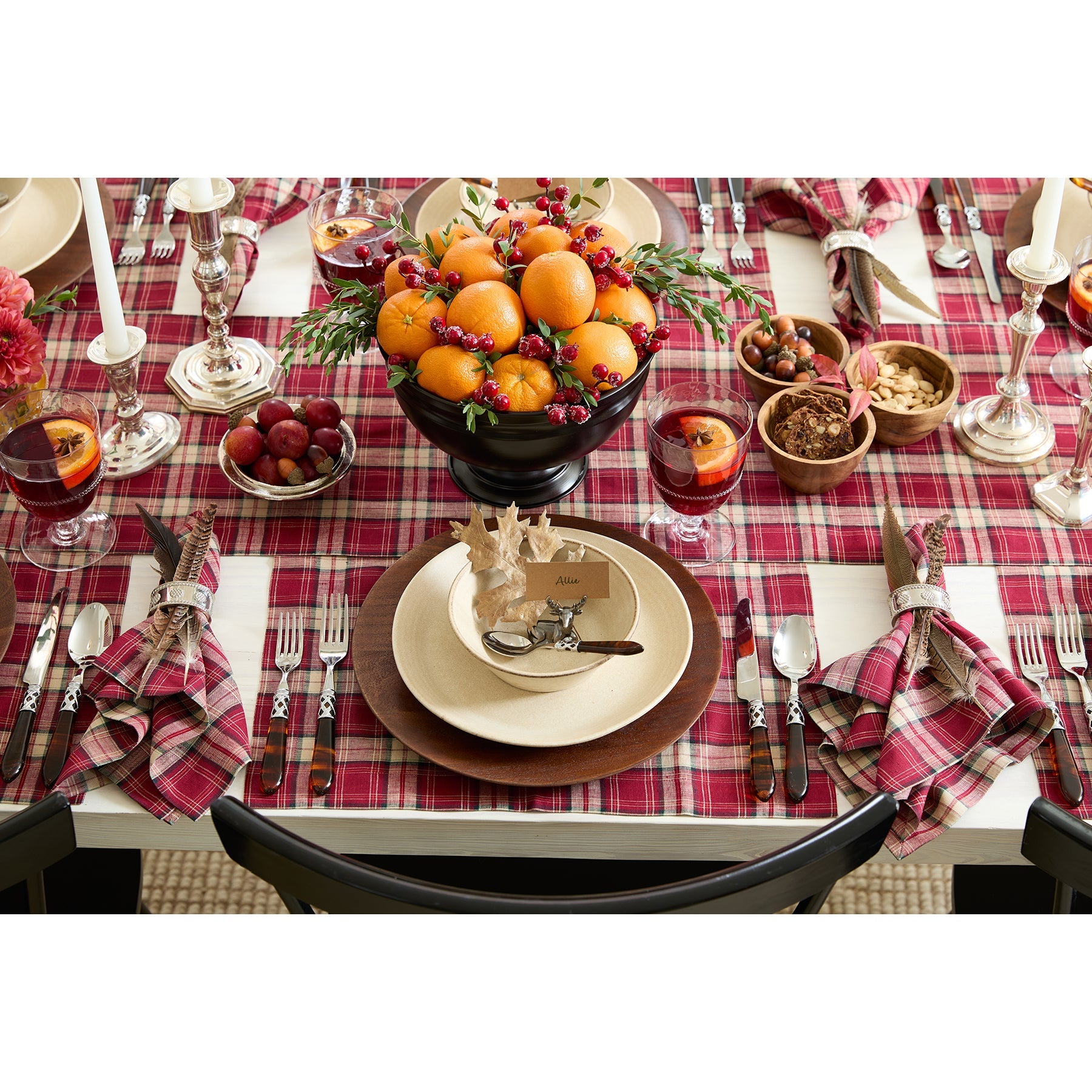 Burgundy Plaid Table Runner
