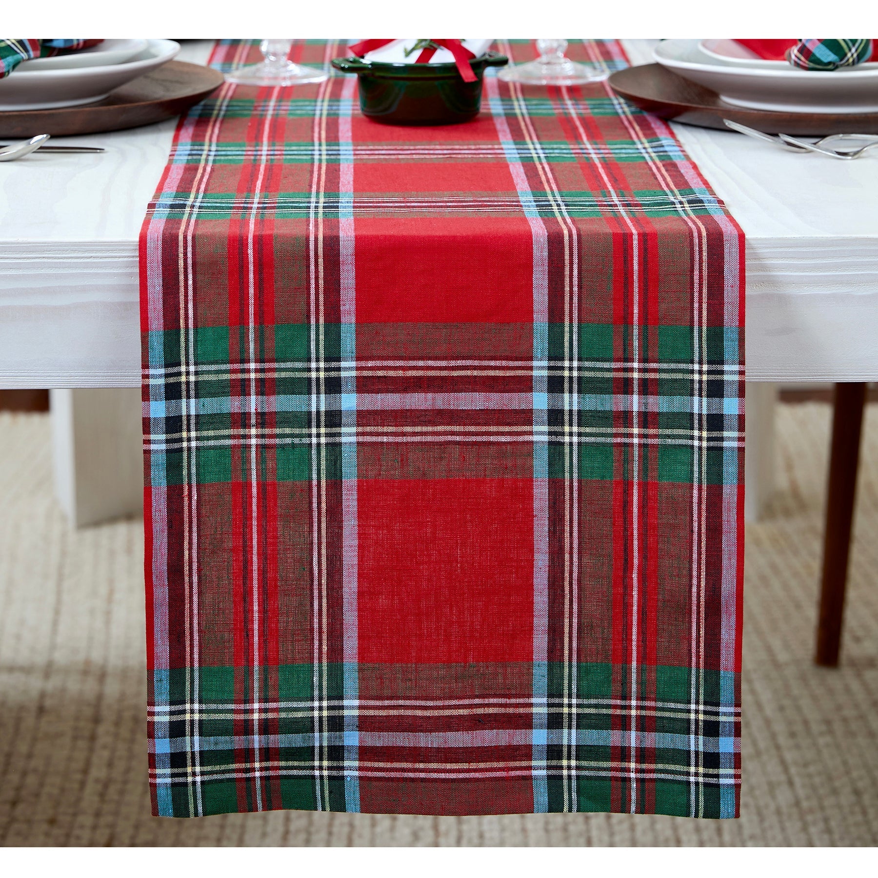 Madras Holiday Plaid Table Runner