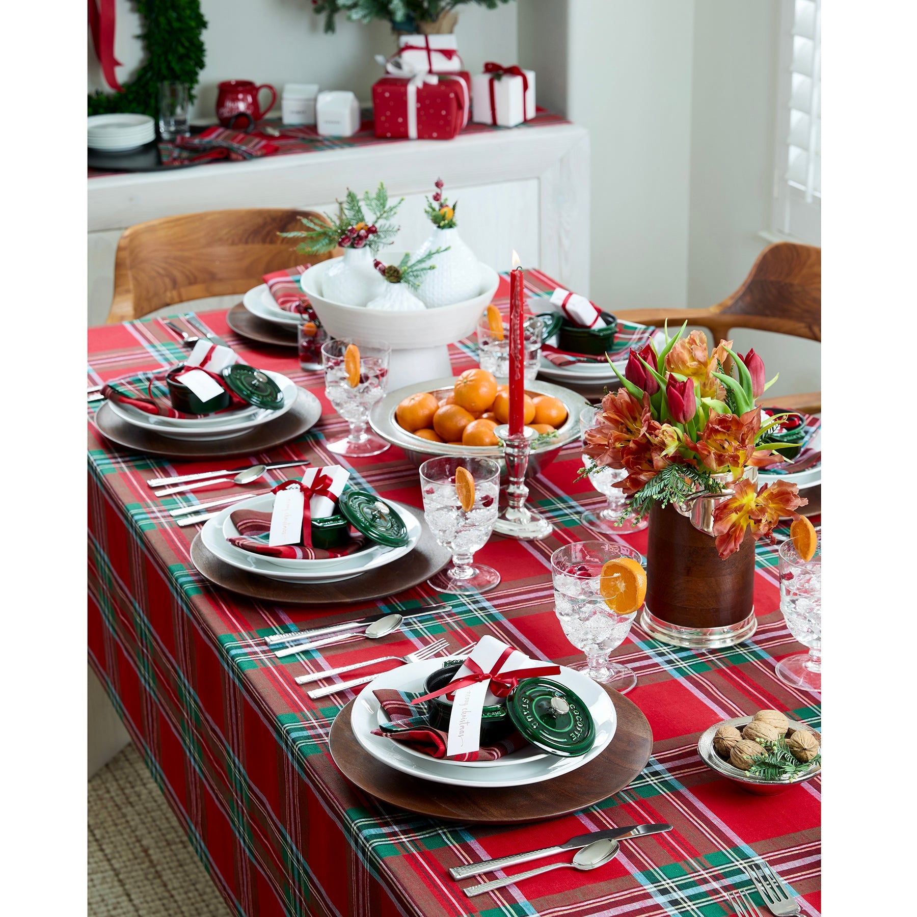 Madras Holiday Plaid Tablecloth