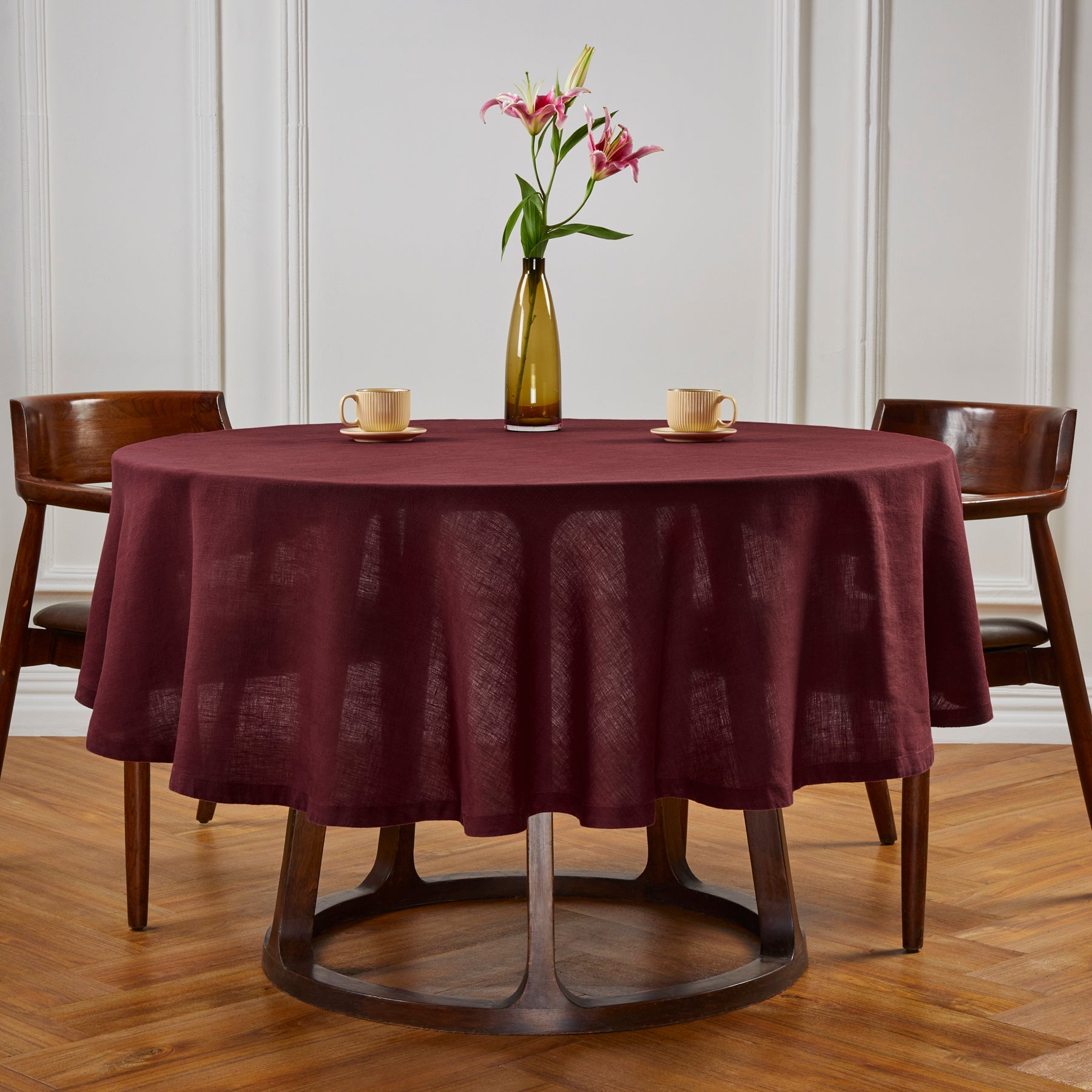 Sonoma Round Tablecloth Pre - Washed Cordovan