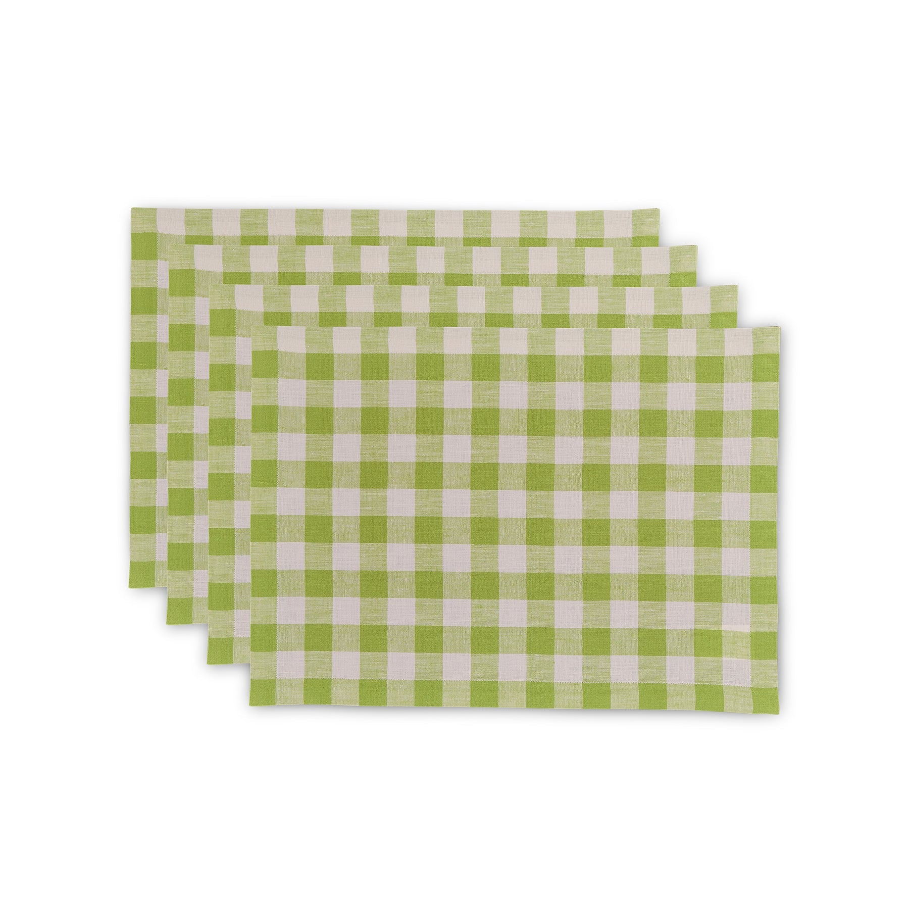 Morgan Check Placemats, Set of 4 Dark Citron & Cream 14 x 19 Inch