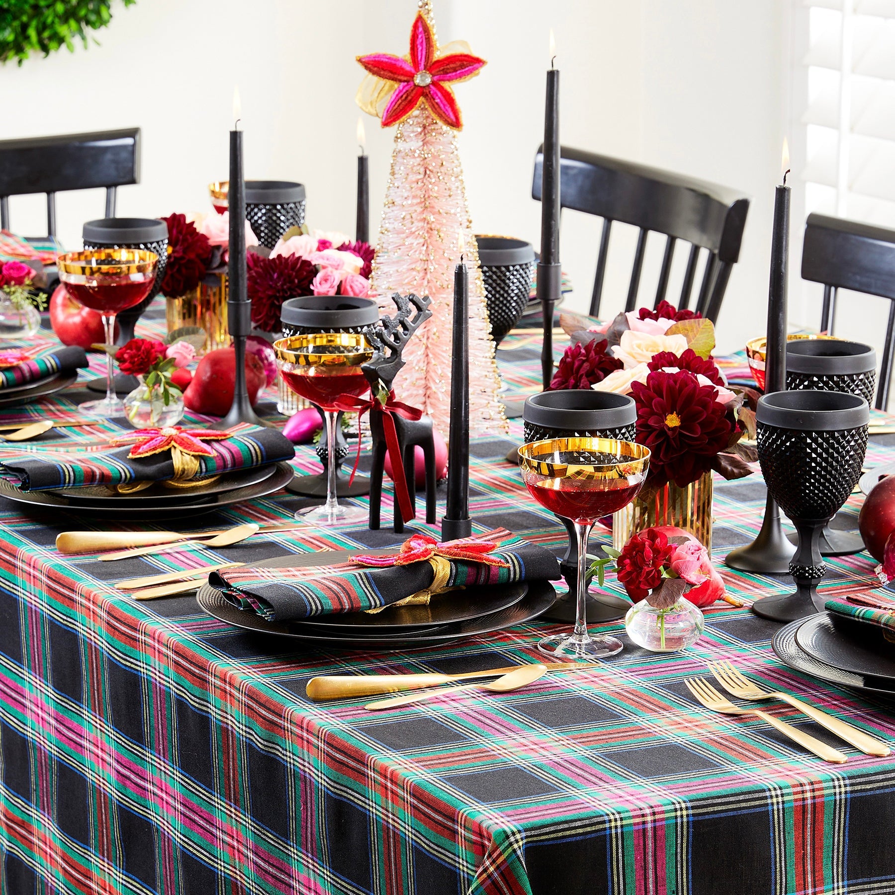 Jewel Plaid Table Throw