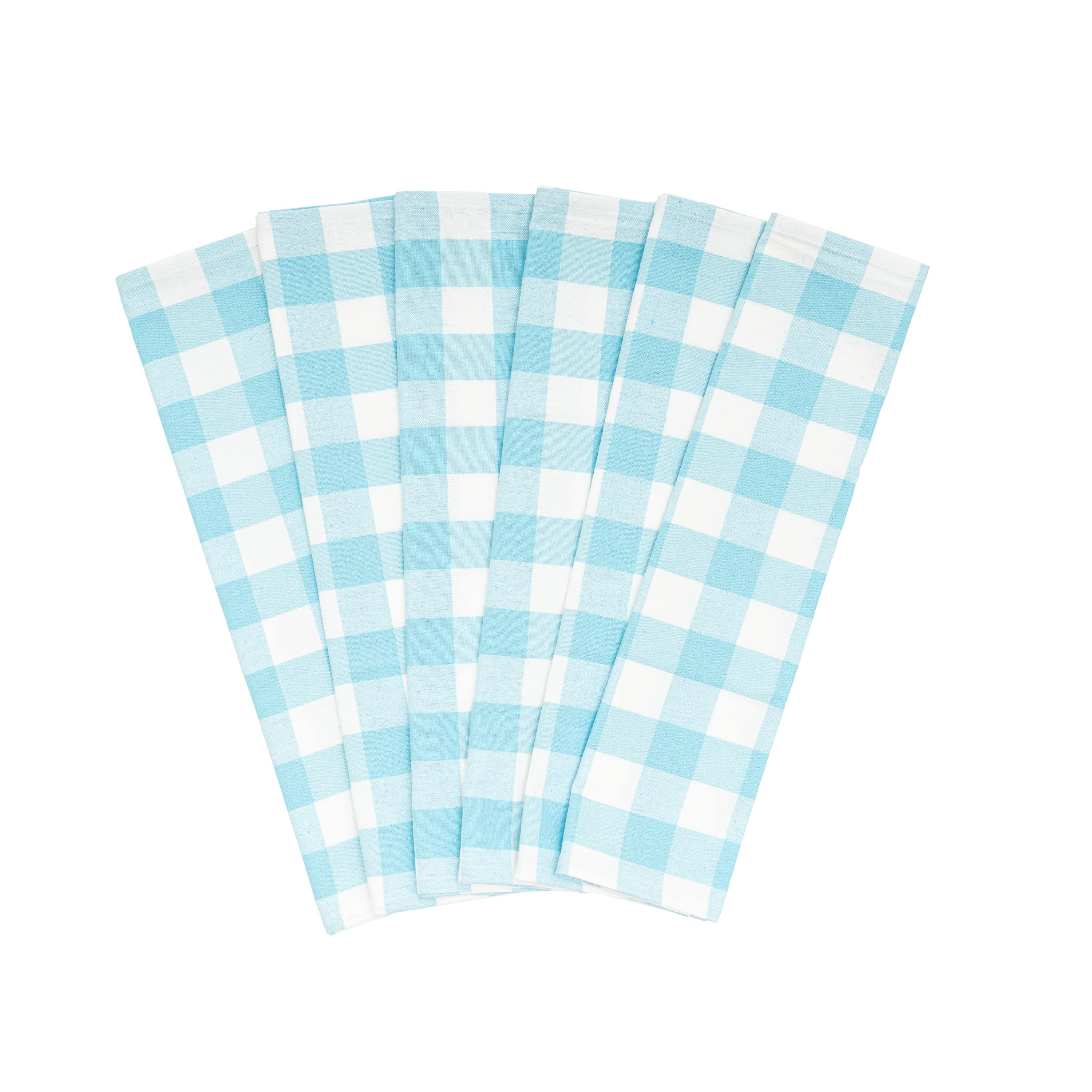 Plaid Kitchen Towels Aqua & White
