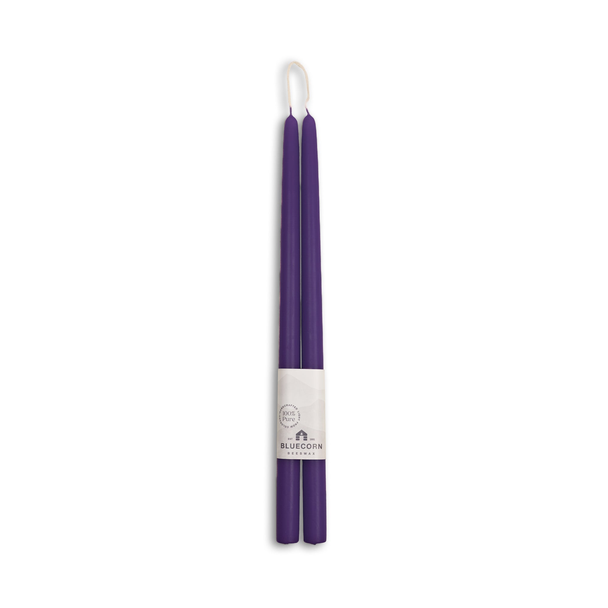 Hand-Dipped Beeswax Taper Candles - 1 Pair 16" Eggplant