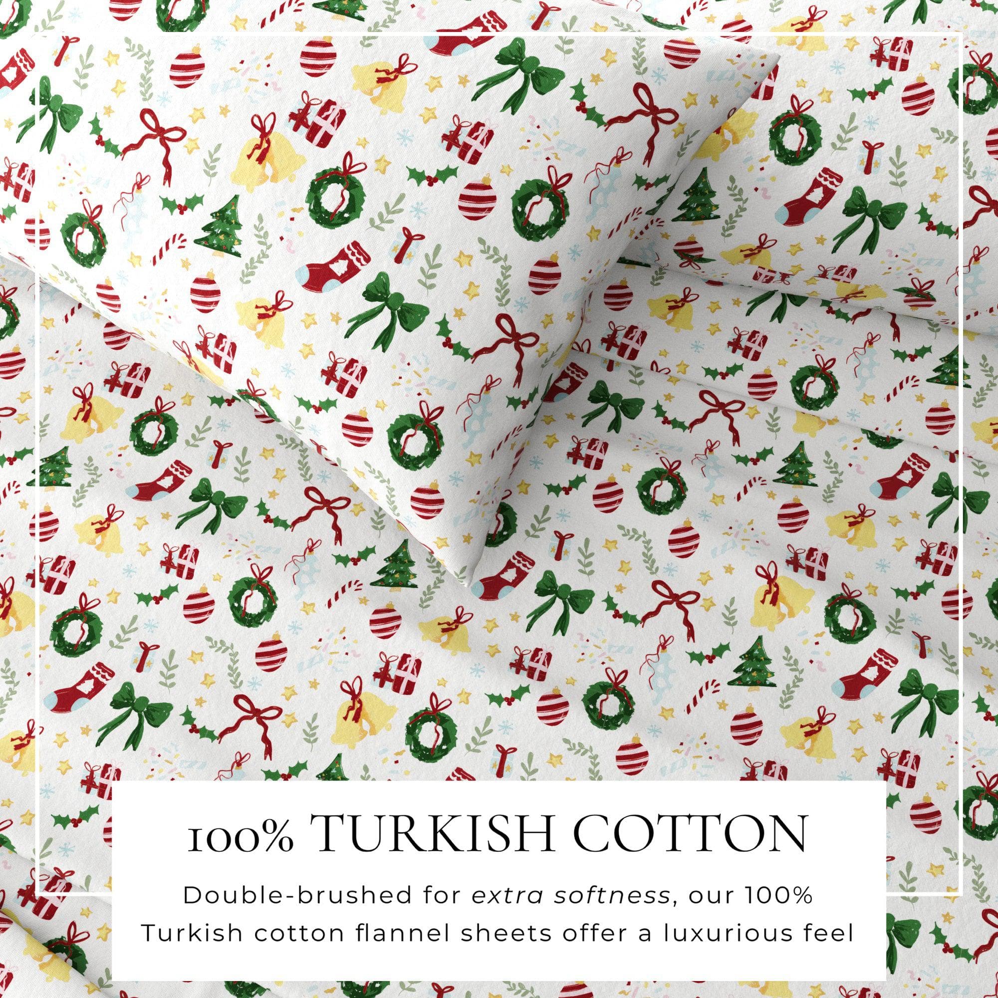 4-Piece Turkish Cotton Christmas Flannel Sheet - Whittaker Collection