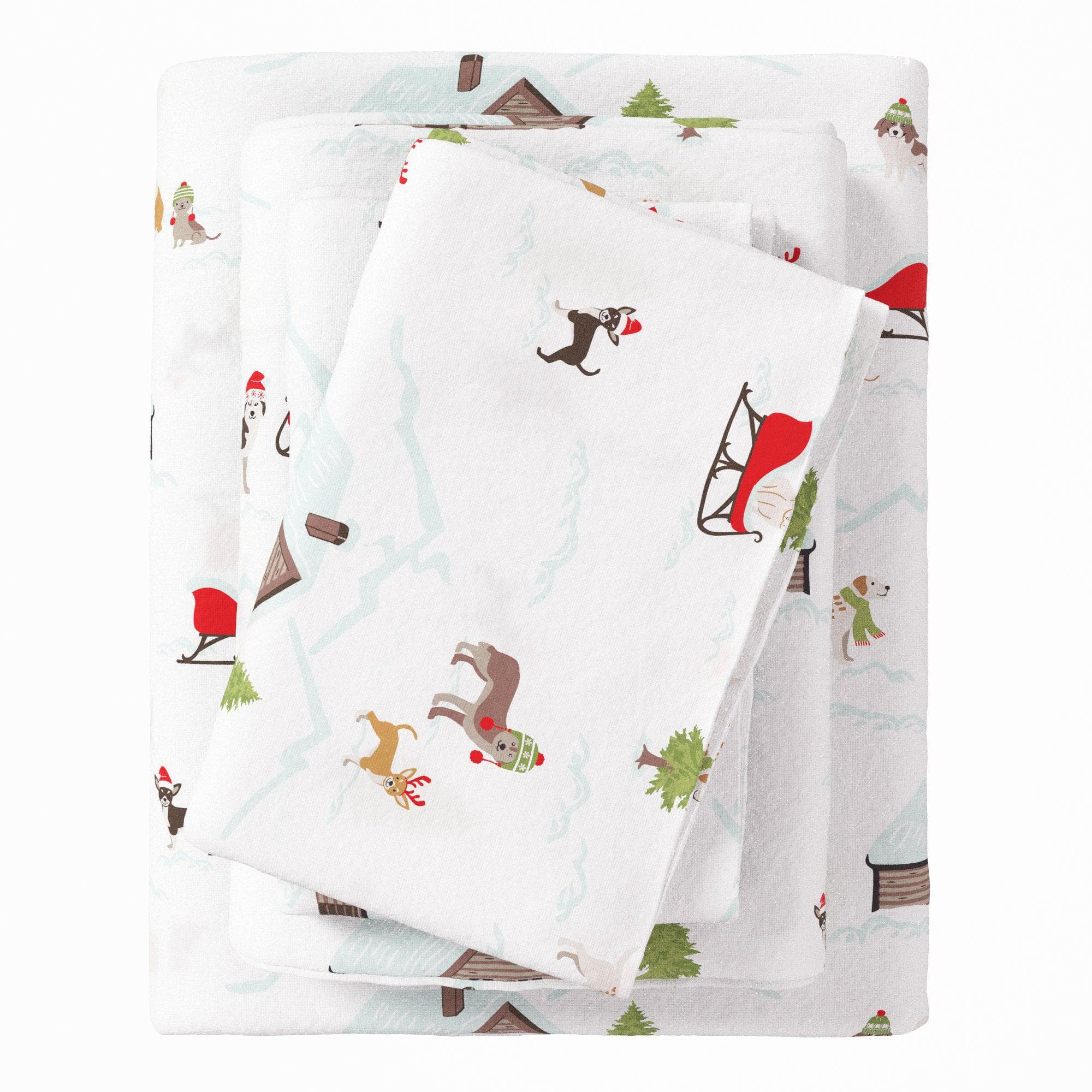 4-Piece Turkish Cotton Christmas Flannel Sheet - Whittaker Collection