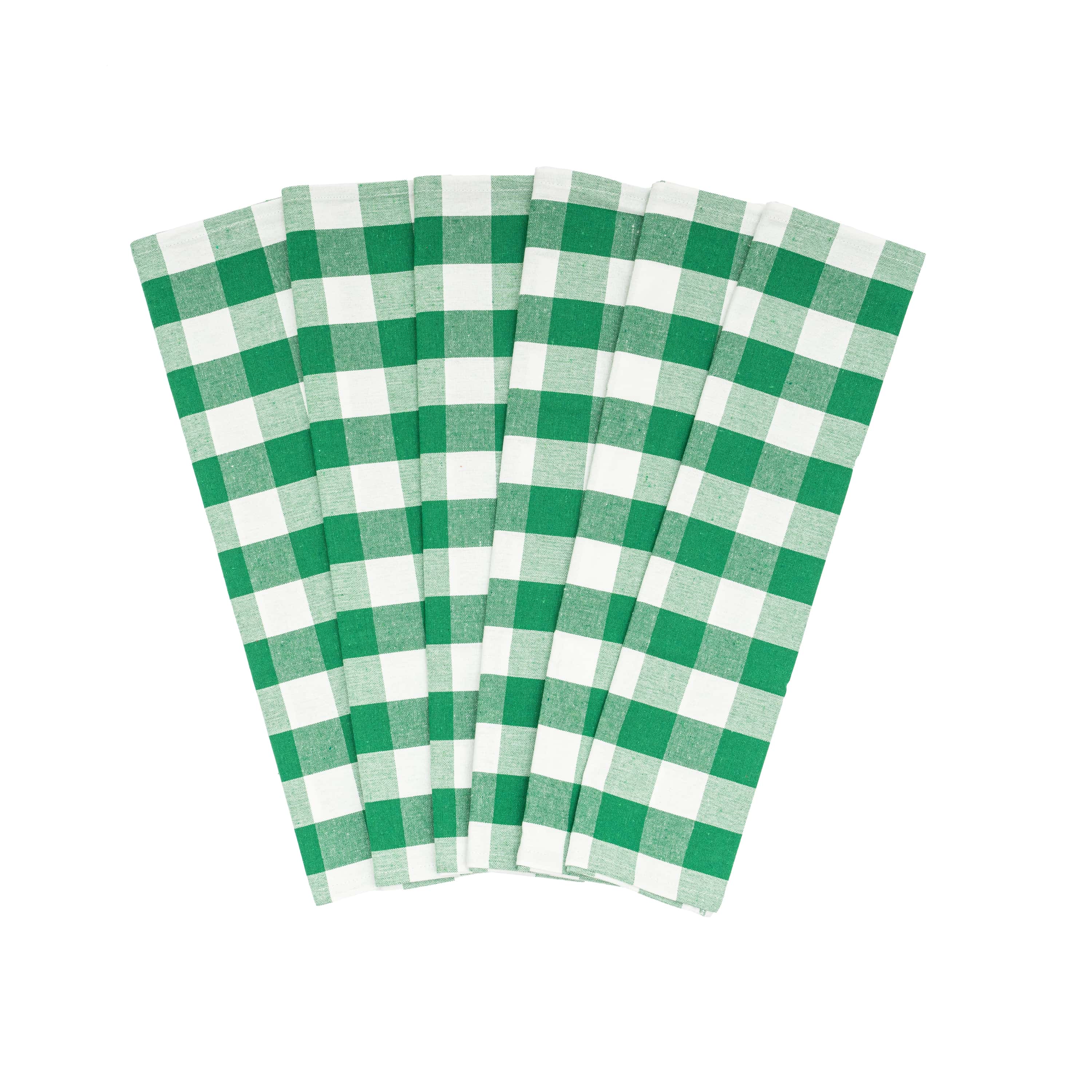 Plaid Kitchen Towels Green & White