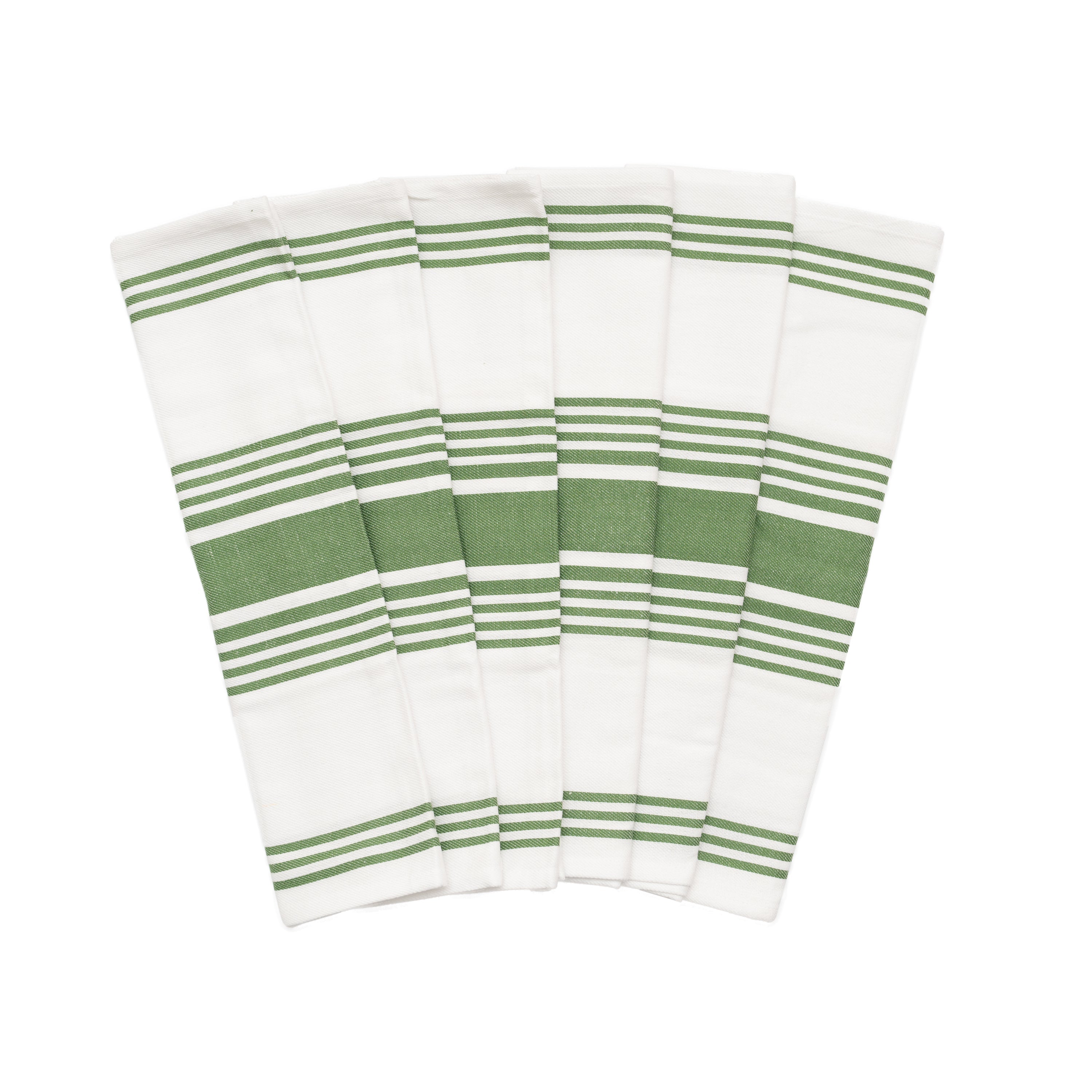 Striped Kitchen Towels Olive Green