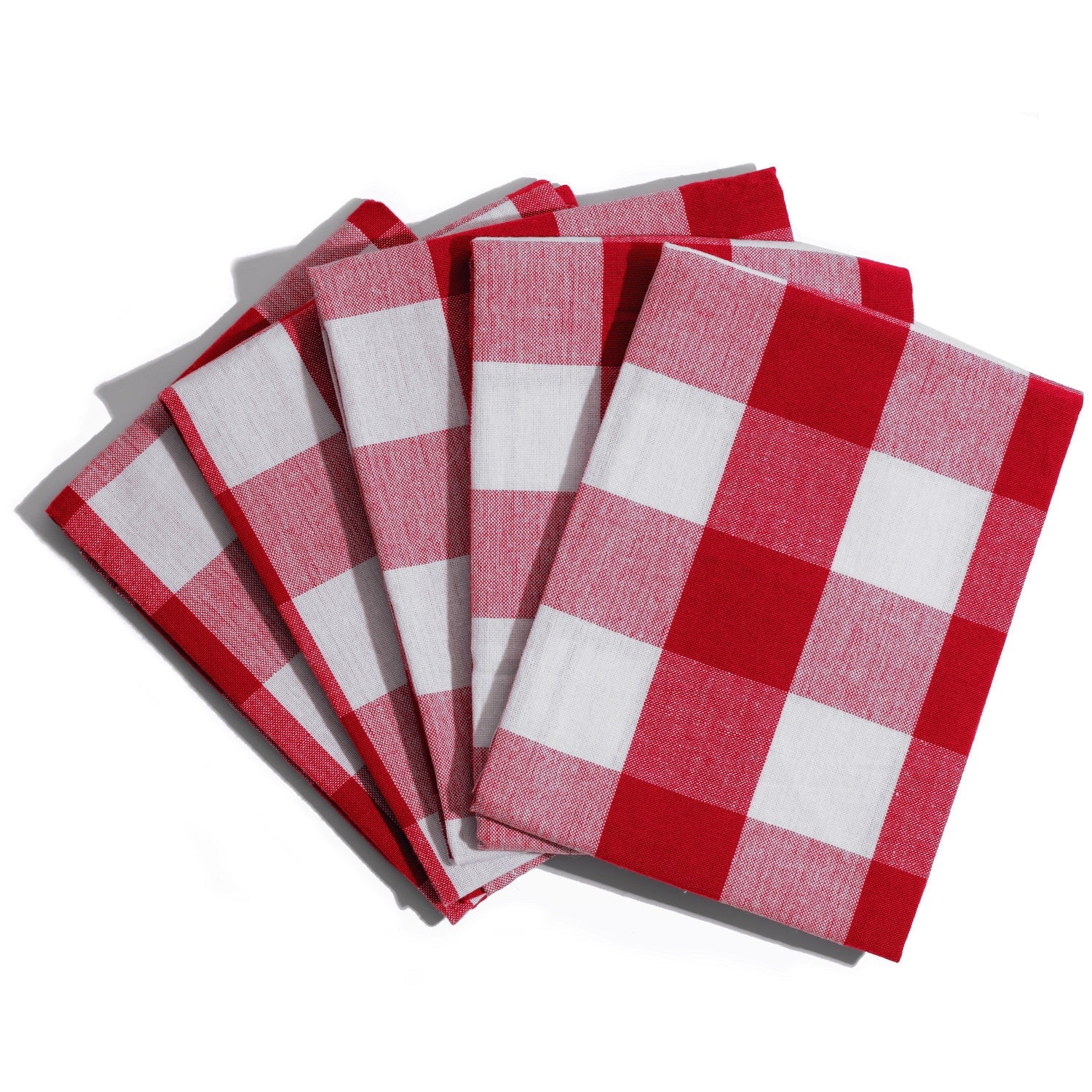 Plaid Kitchen Towels Red & White