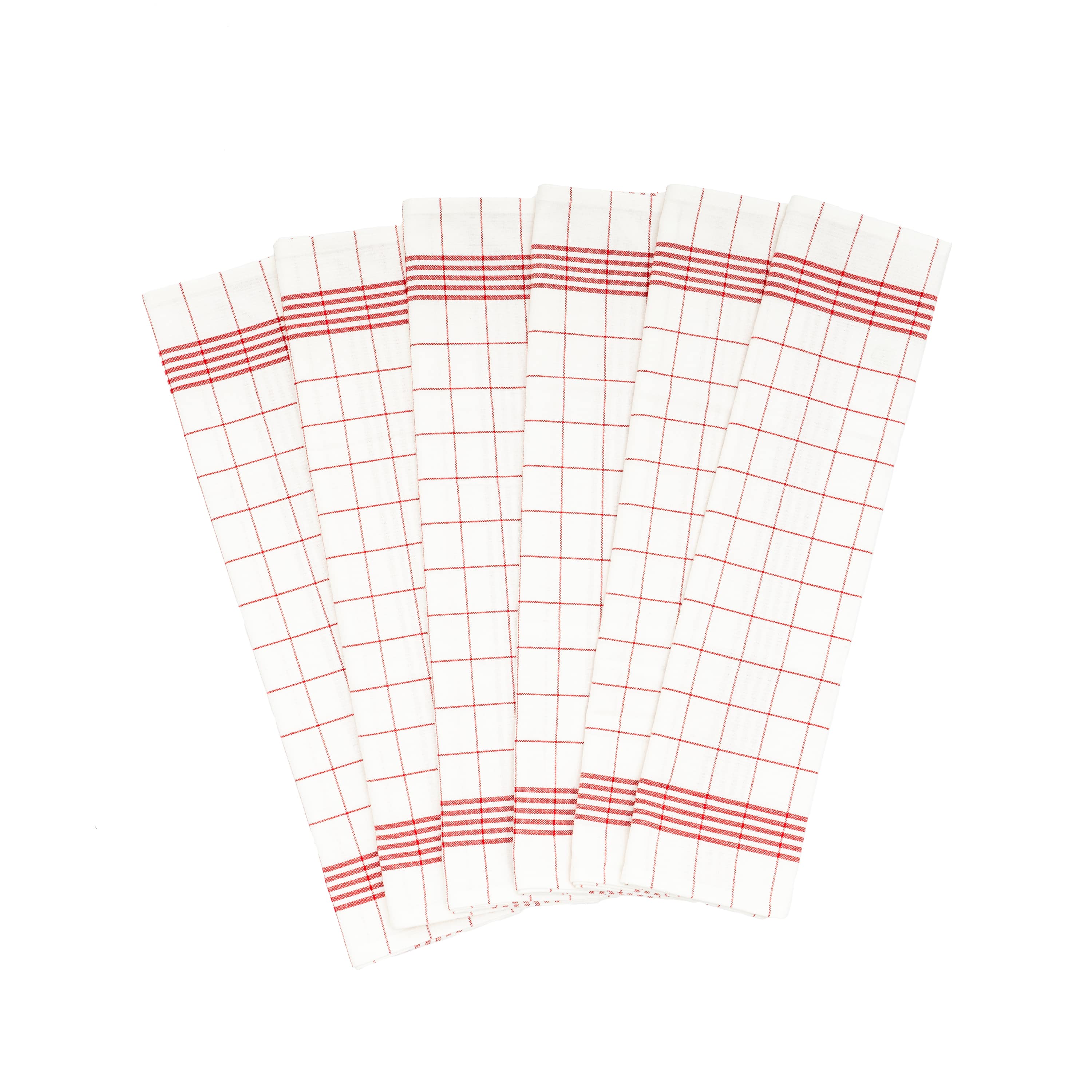 Windowpane Kitchen Towels Red